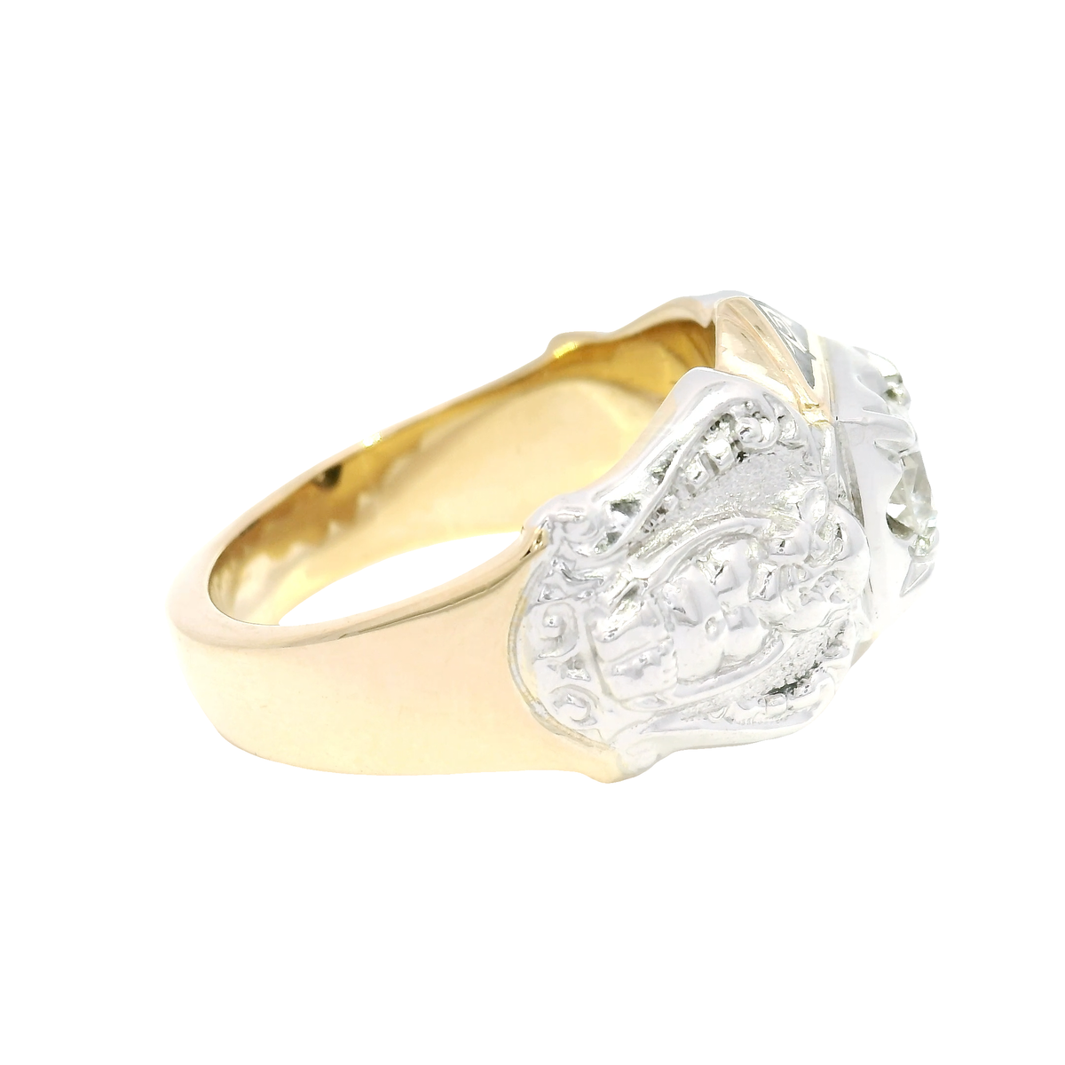 Natural Diamond Masonic Ring in 14K Yellow Gold