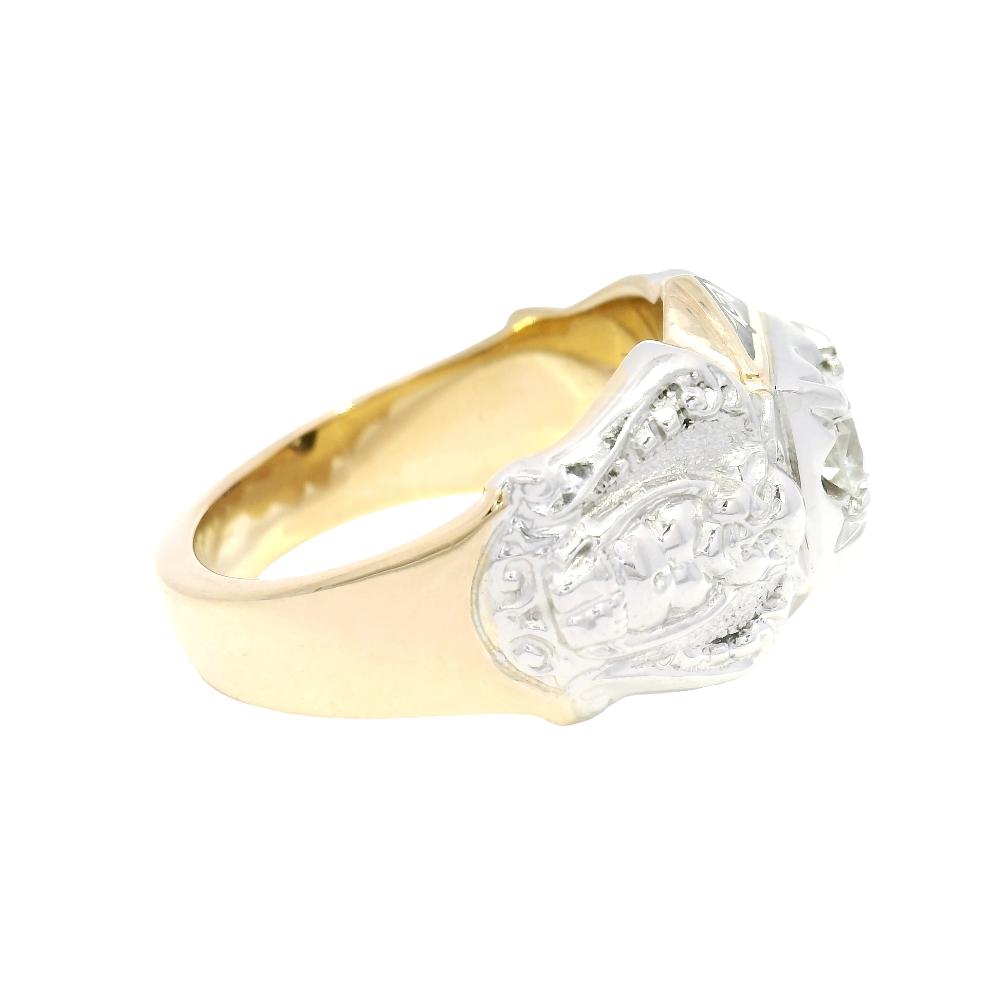 Natural Diamond Masonic Ring in 14K Yellow Gold