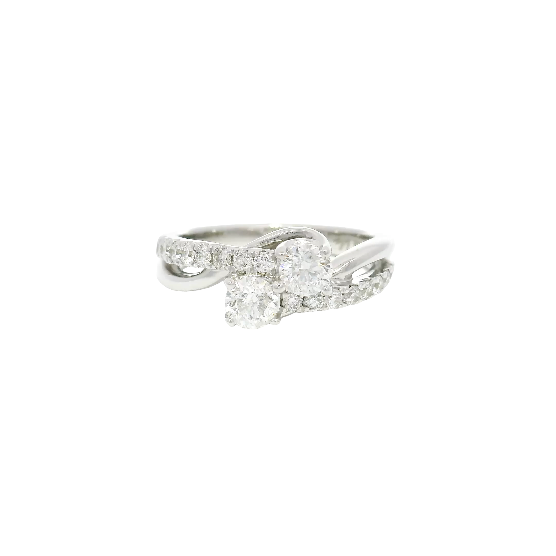Natural Diamond Bypass Style Ring in 14K White Gold by Ever Us