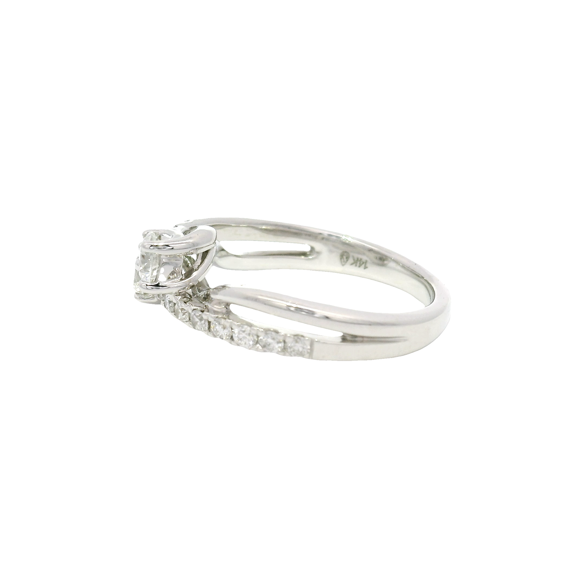 Natural Diamond Bypass Style Ring in 14K White Gold by Ever Us