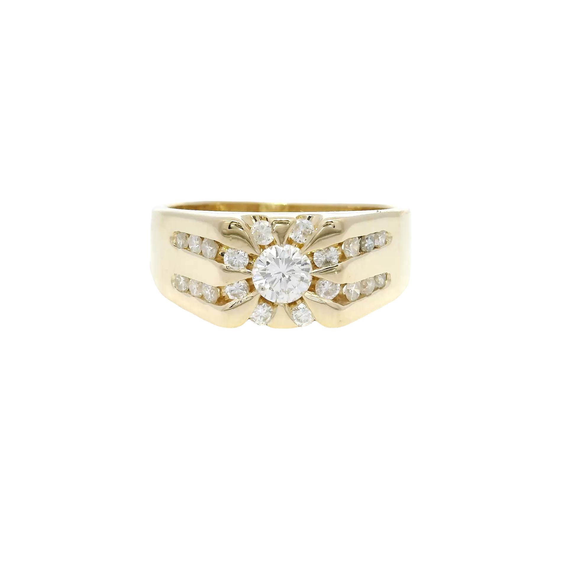 Natural Diamond Men's Ring in 14K Yellow Gold