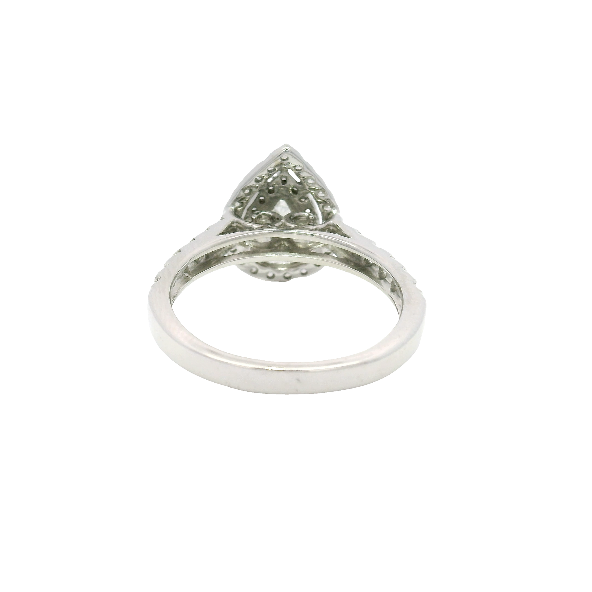 Natural Pear Shape Diamond Engagement Ring in 14K White Gold Double Halo