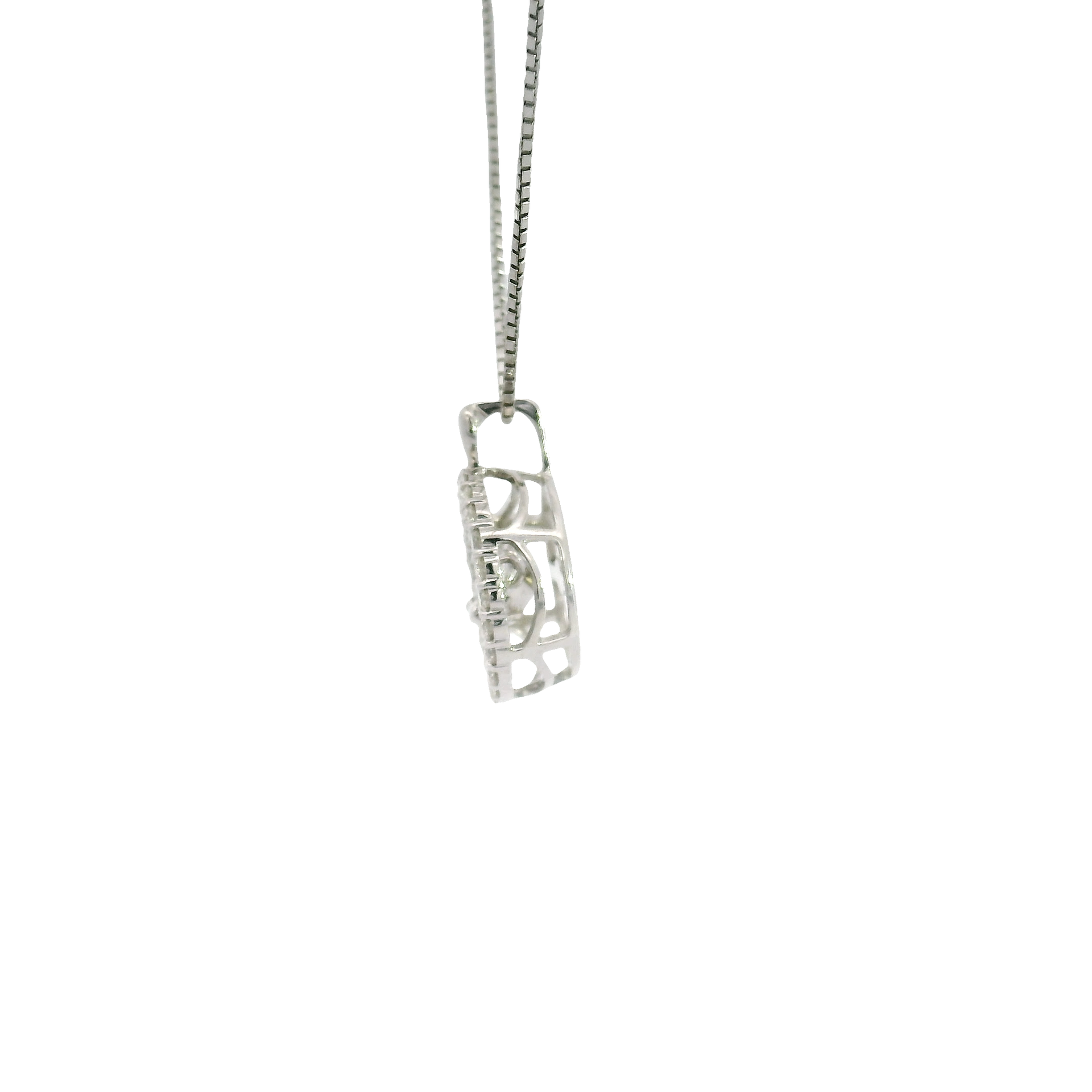 Natural Diamond Halo Style Pendant in 14K White Gold