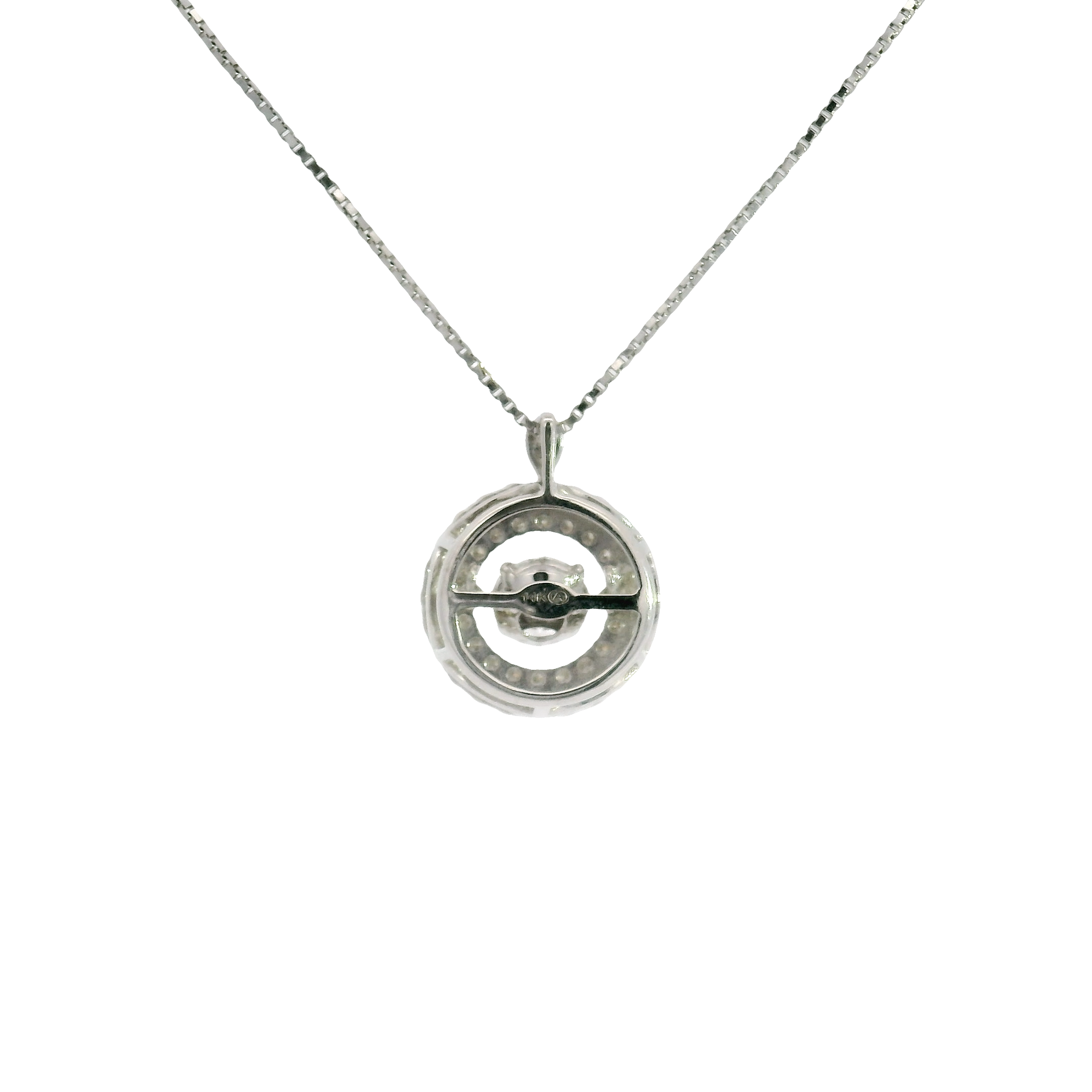 Natural Diamond Halo Style Pendant in 14K White Gold