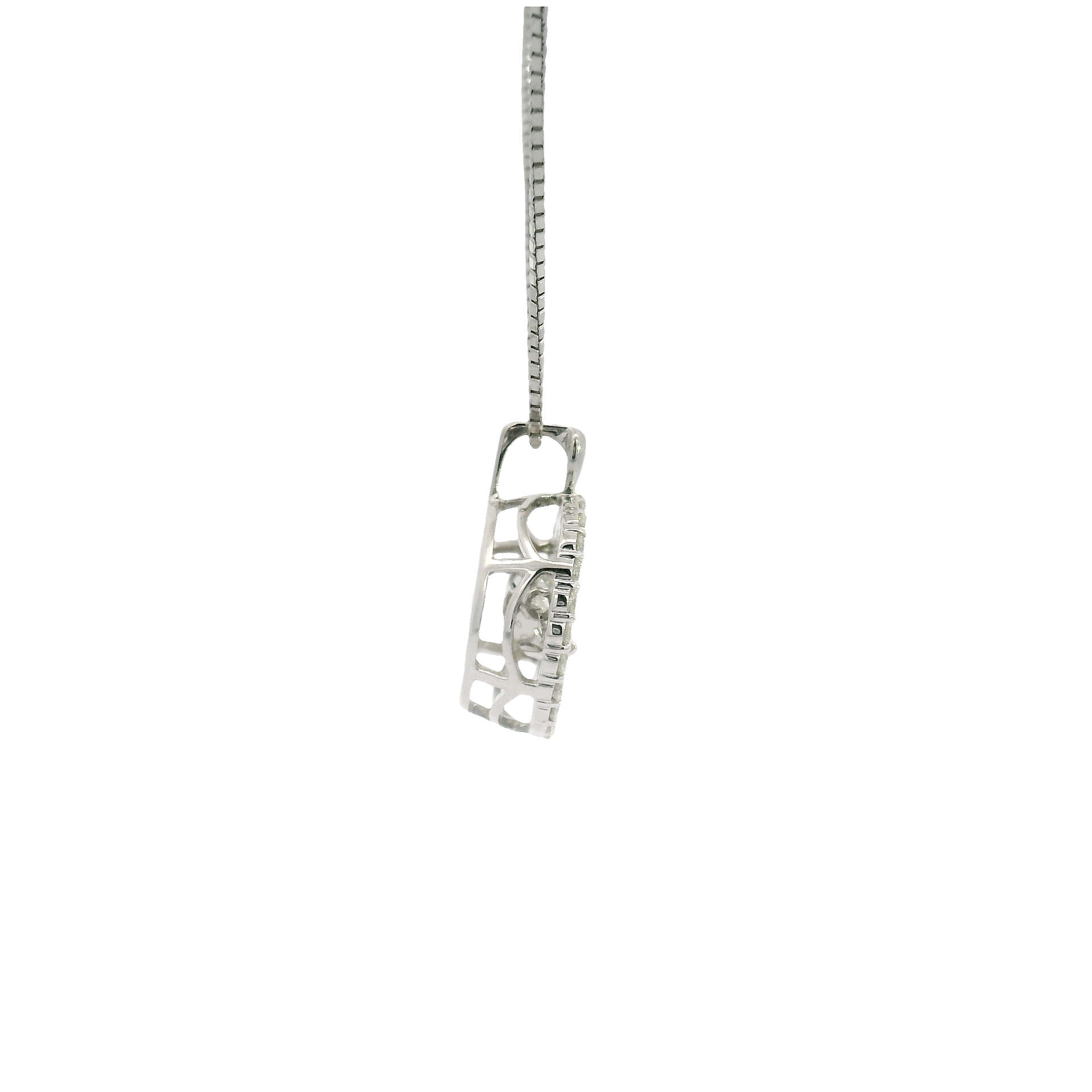 Natural Diamond Halo Style Pendant in 14K White Gold