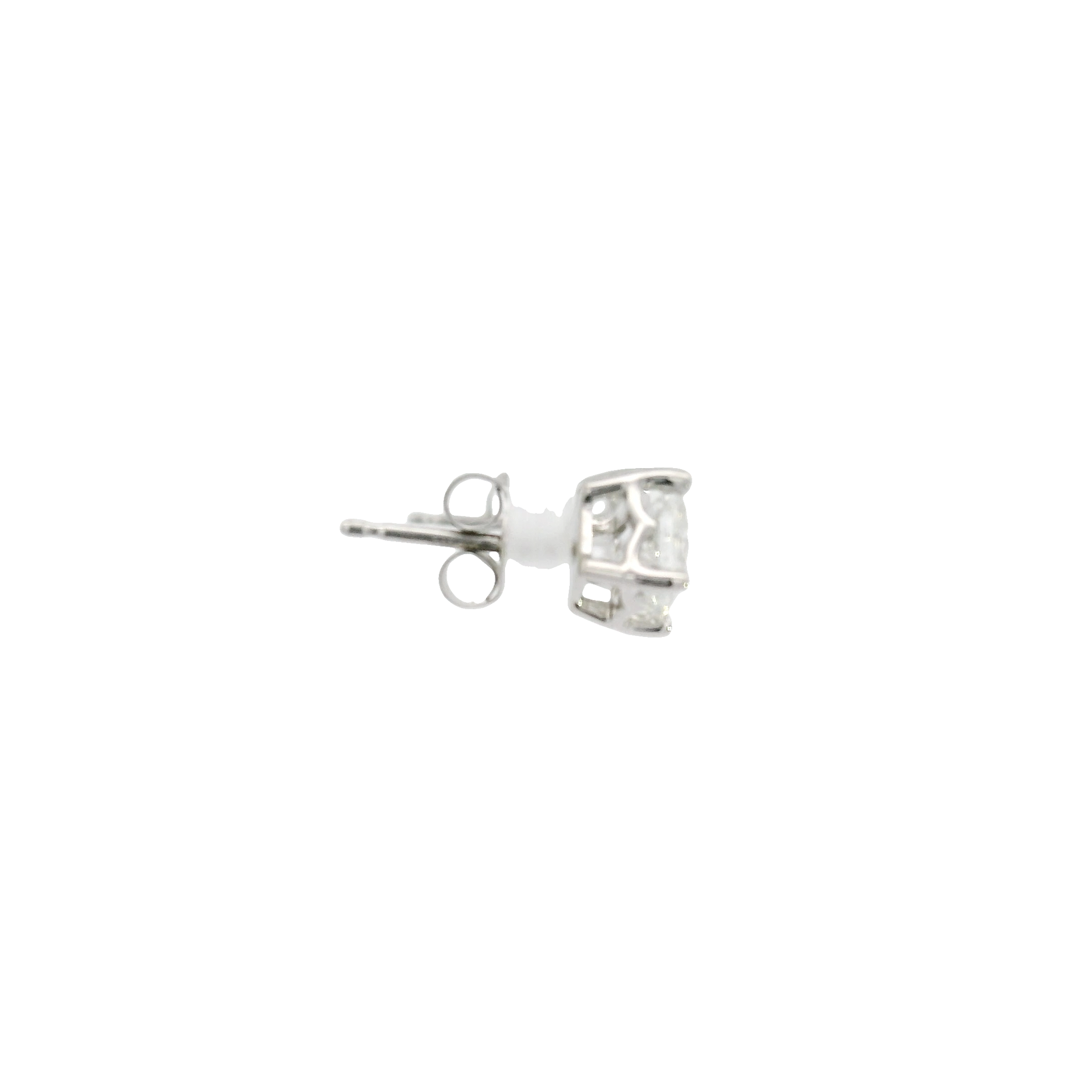 Natural Diamond Princess Cut Earrings in 14K White Gold