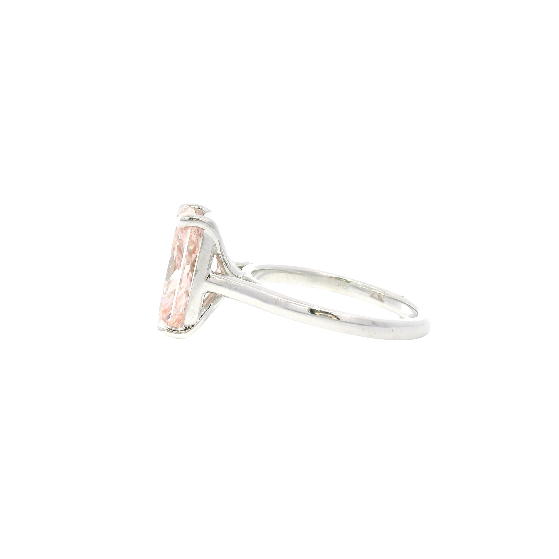 5.02ct. Fancy Vivid Pink VVS2 Elongated Radiant Diamond Set in 14K White Gold Cathedral Mounting