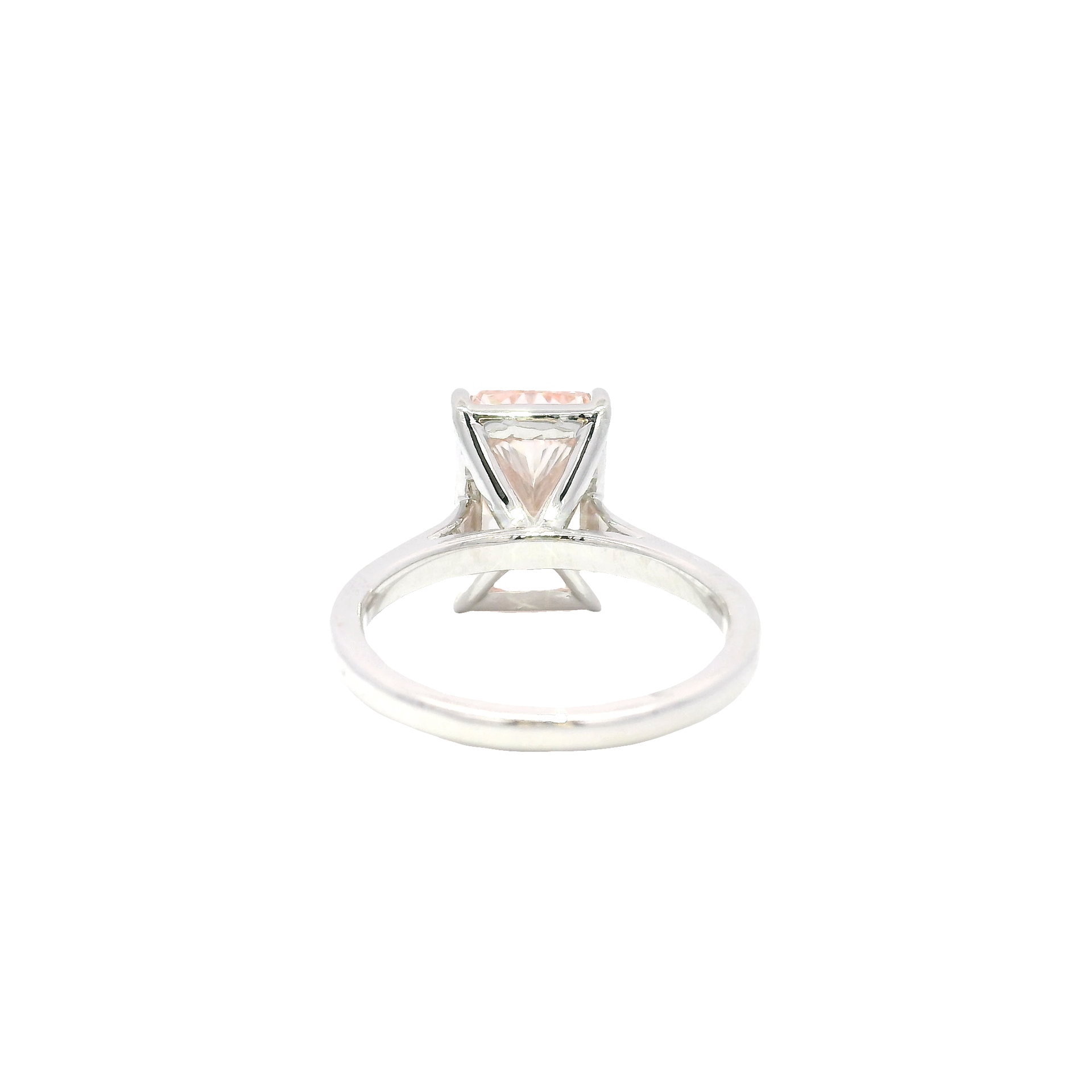 5.02ct. Fancy Vivid Pink VVS2 Elongated Radiant Diamond Set in 14K White Gold Cathedral Mounting