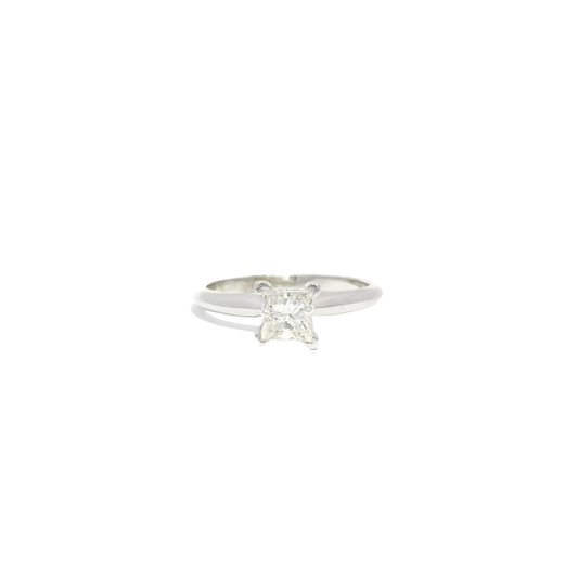 Approx .75cttw Princess Cut Solitaire Set in 14K White Gold