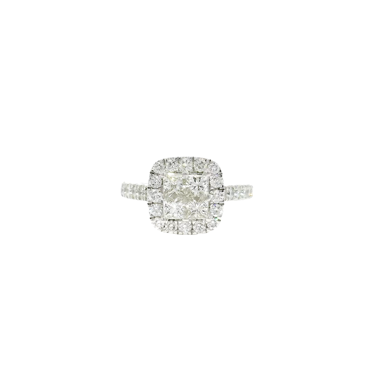 Natural Diamond Quad Set Engagement Ring in 14K White Gold Sz 6.5