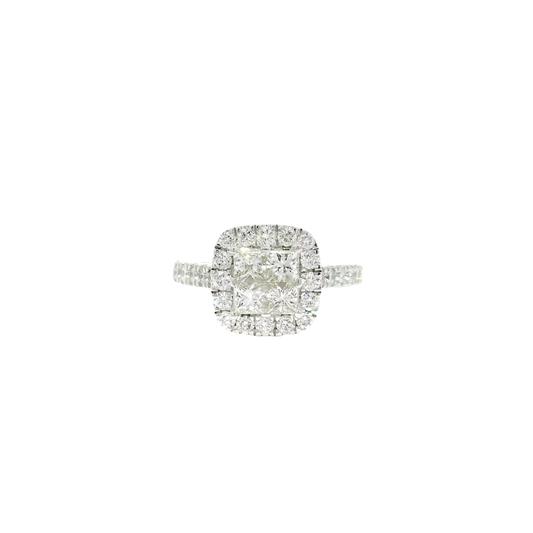 Natural Diamond Quad Set Engagement Ring in 14K White Gold