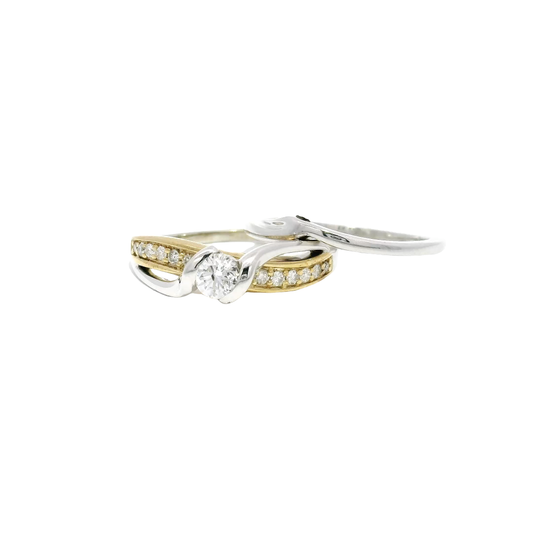 Natural Diamond Ring & Band Set in 10K White Gold