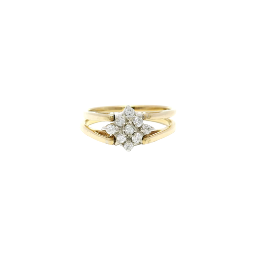 Natural Diamond/Sapphire 2 Face Flip Estate Ring in 14K Yellow Gold