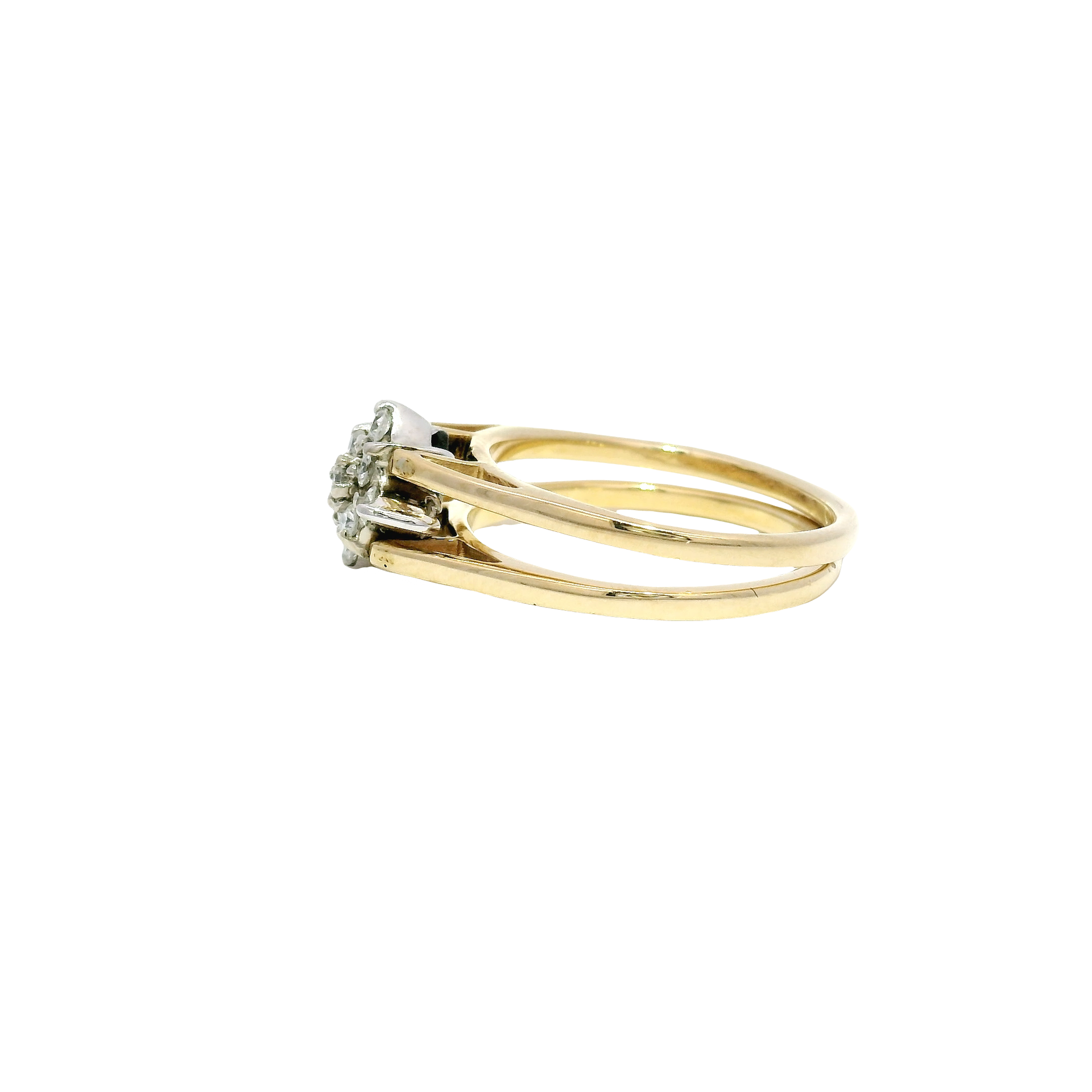 Natural Diamond/Sapphire 2 Face Flip Estate Ring in 14K Yellow Gold