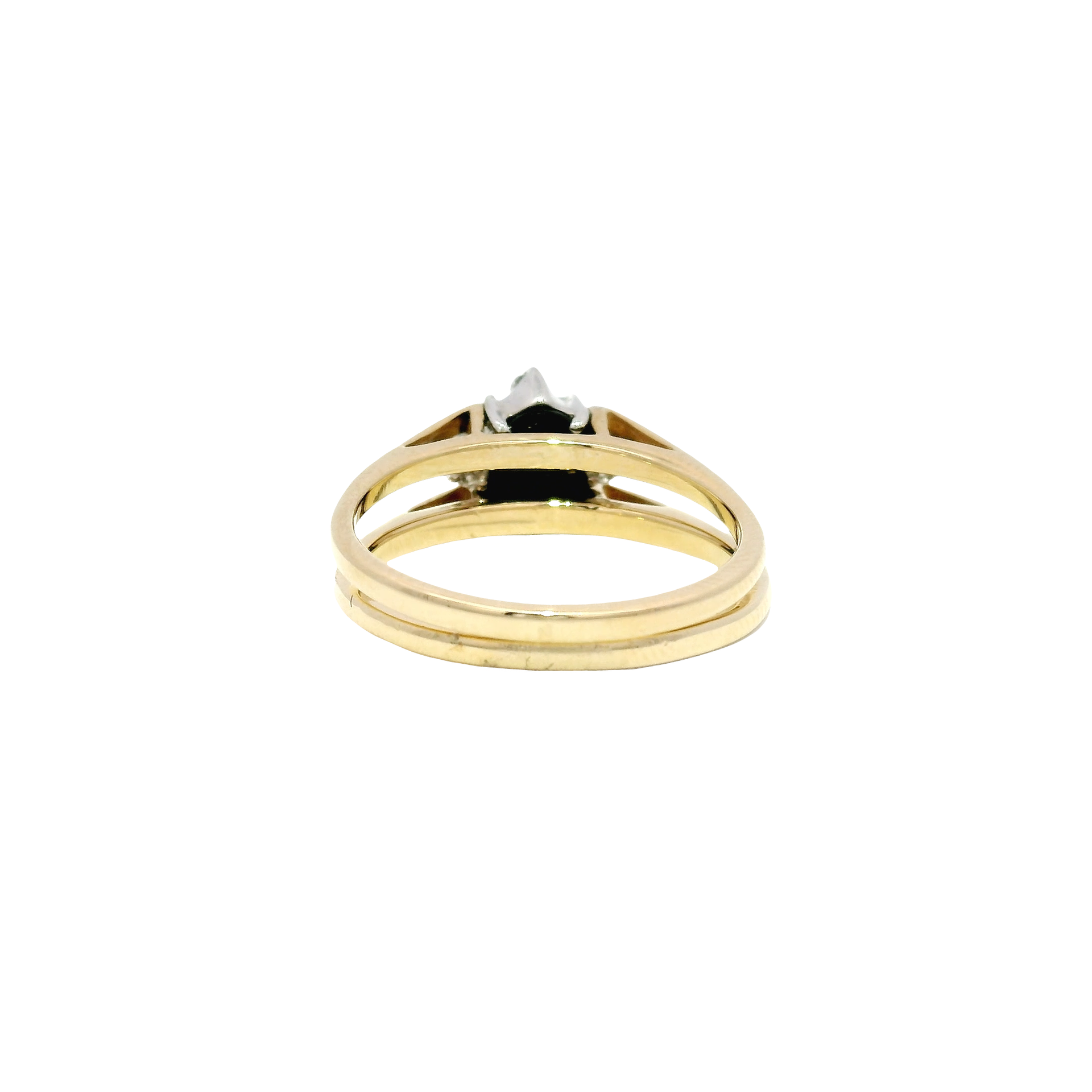 Natural Diamond/Sapphire 2 Face Flip Estate Ring in 14K Yellow Gold