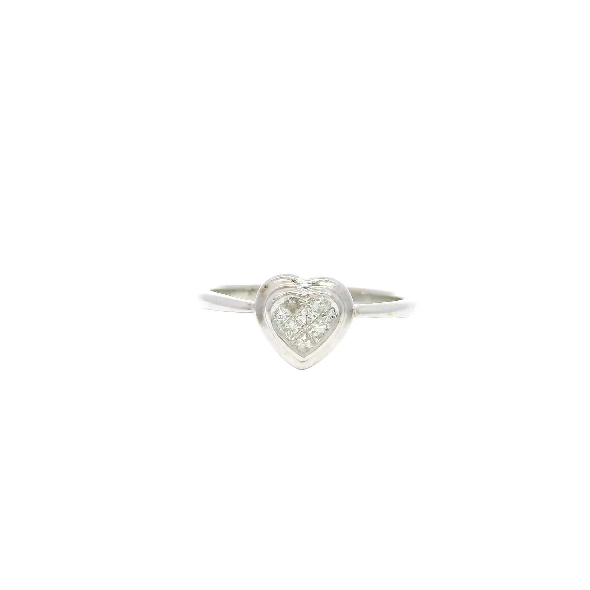 Heart Shape Diamond Cluster Ring in 14K White Gold