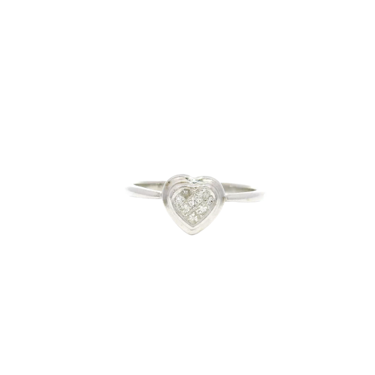 Heart Shape Diamond Cluster Ring in 14K White Gold