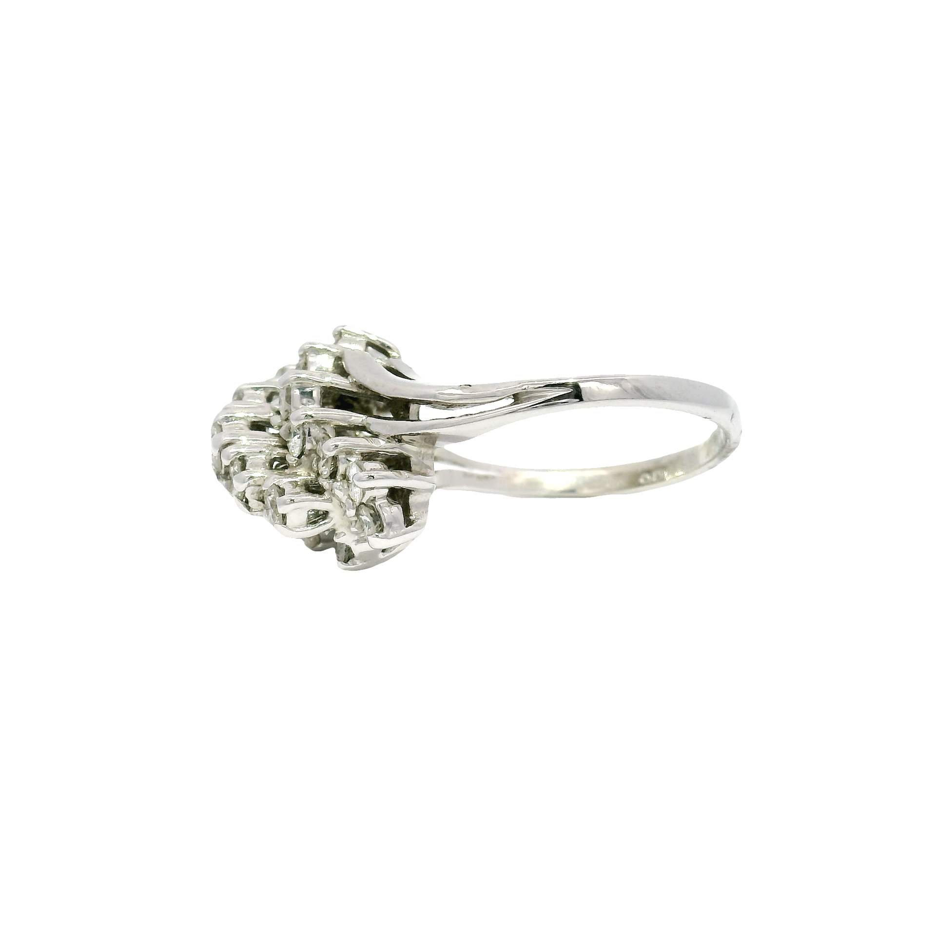 Natural Diamond Waterfall Ring in 14K White Gold