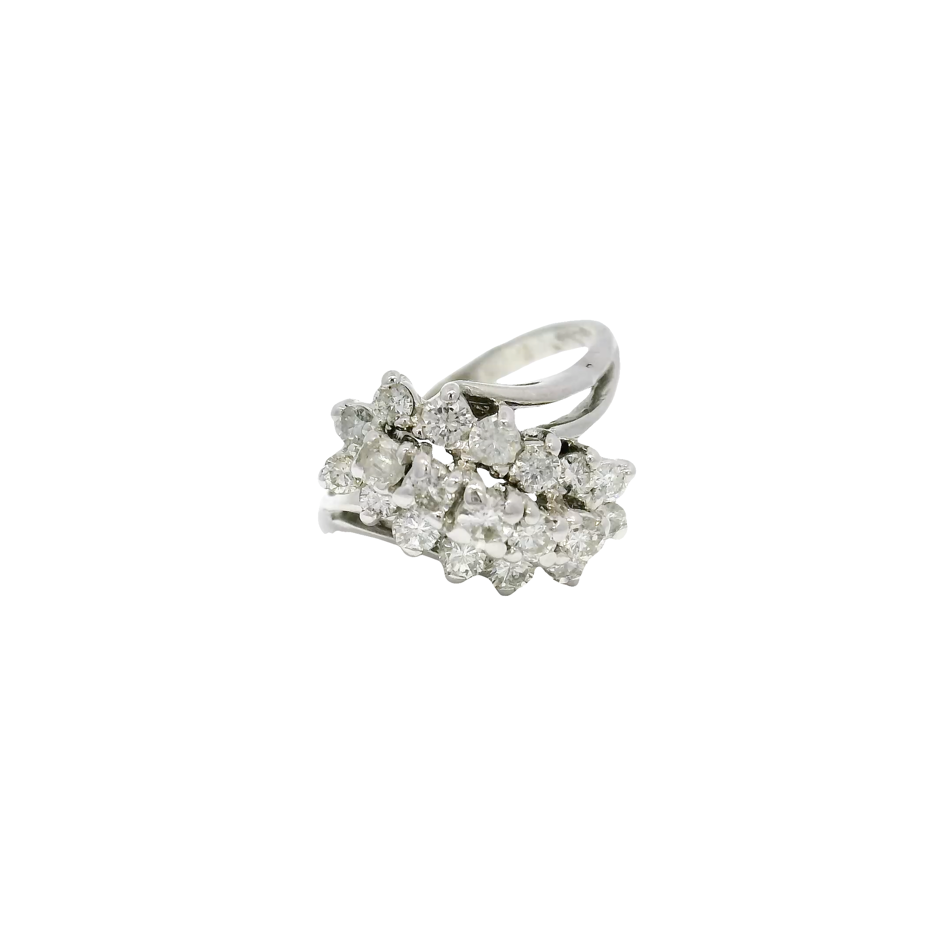 Natural Diamond Waterfall Ring in 14K White Gold