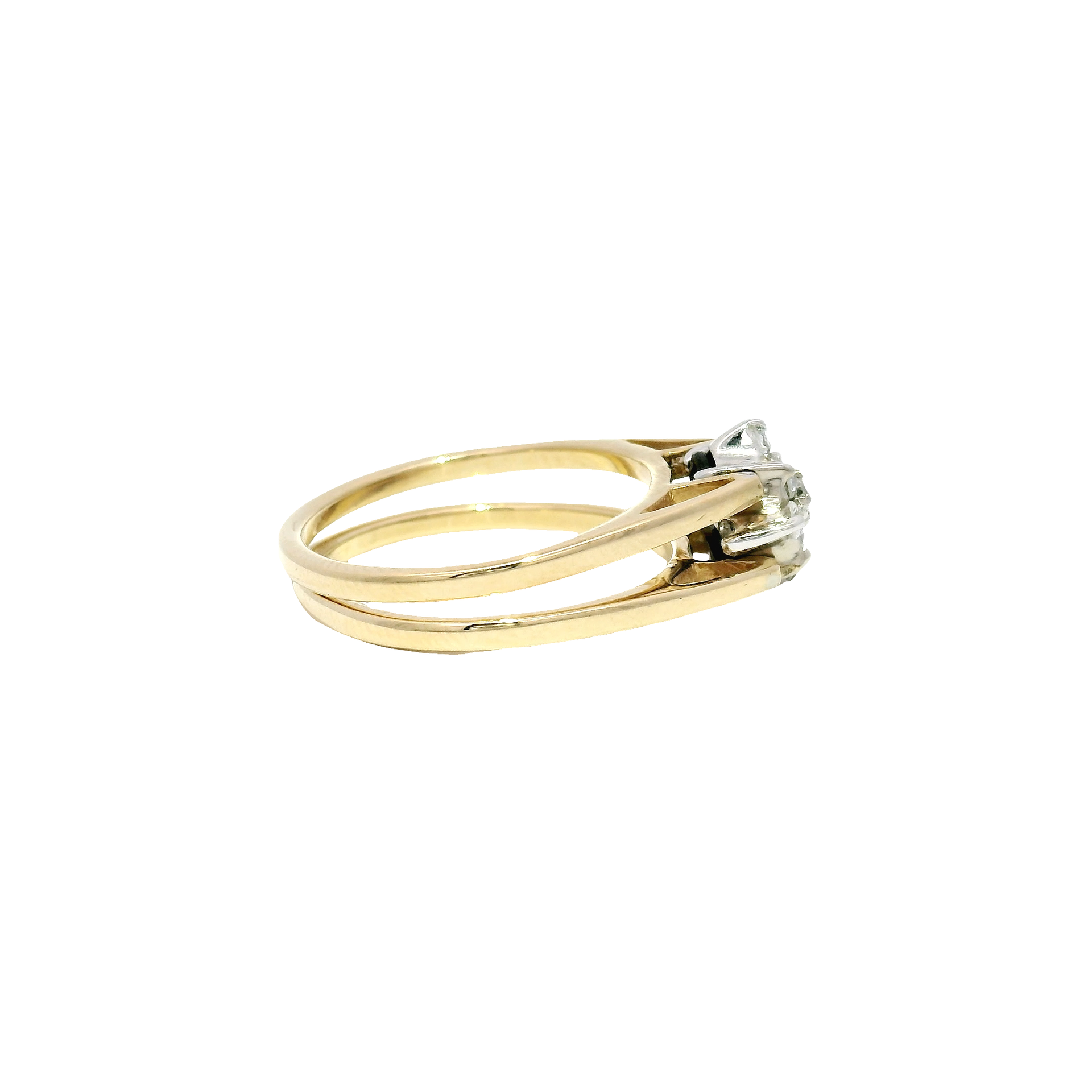 Natural Diamond/Sapphire 2 Face Flip Estate Ring in 14K Yellow Gold