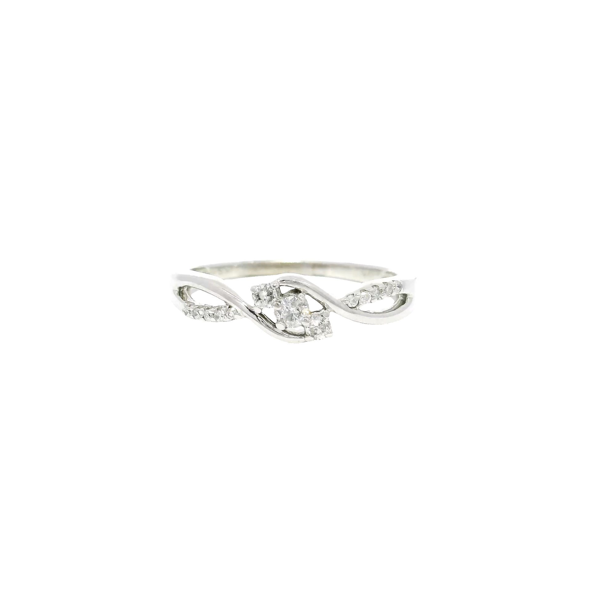 Three Stone Fashion Ring in 14K White Gold