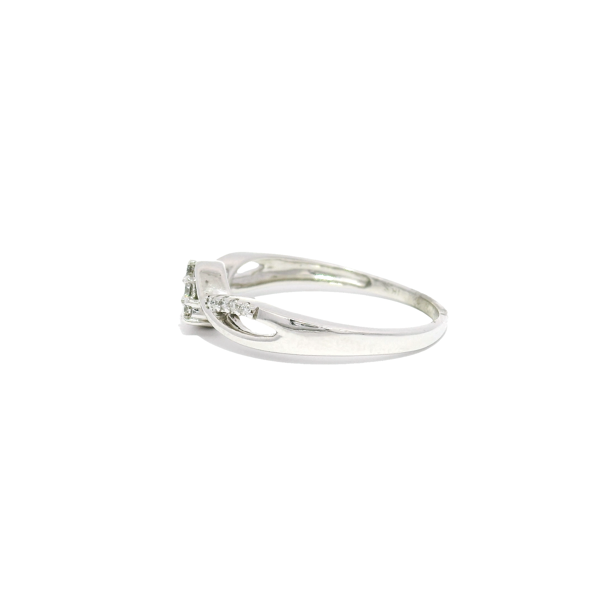 Three Stone Fashion Ring in 14K White Gold