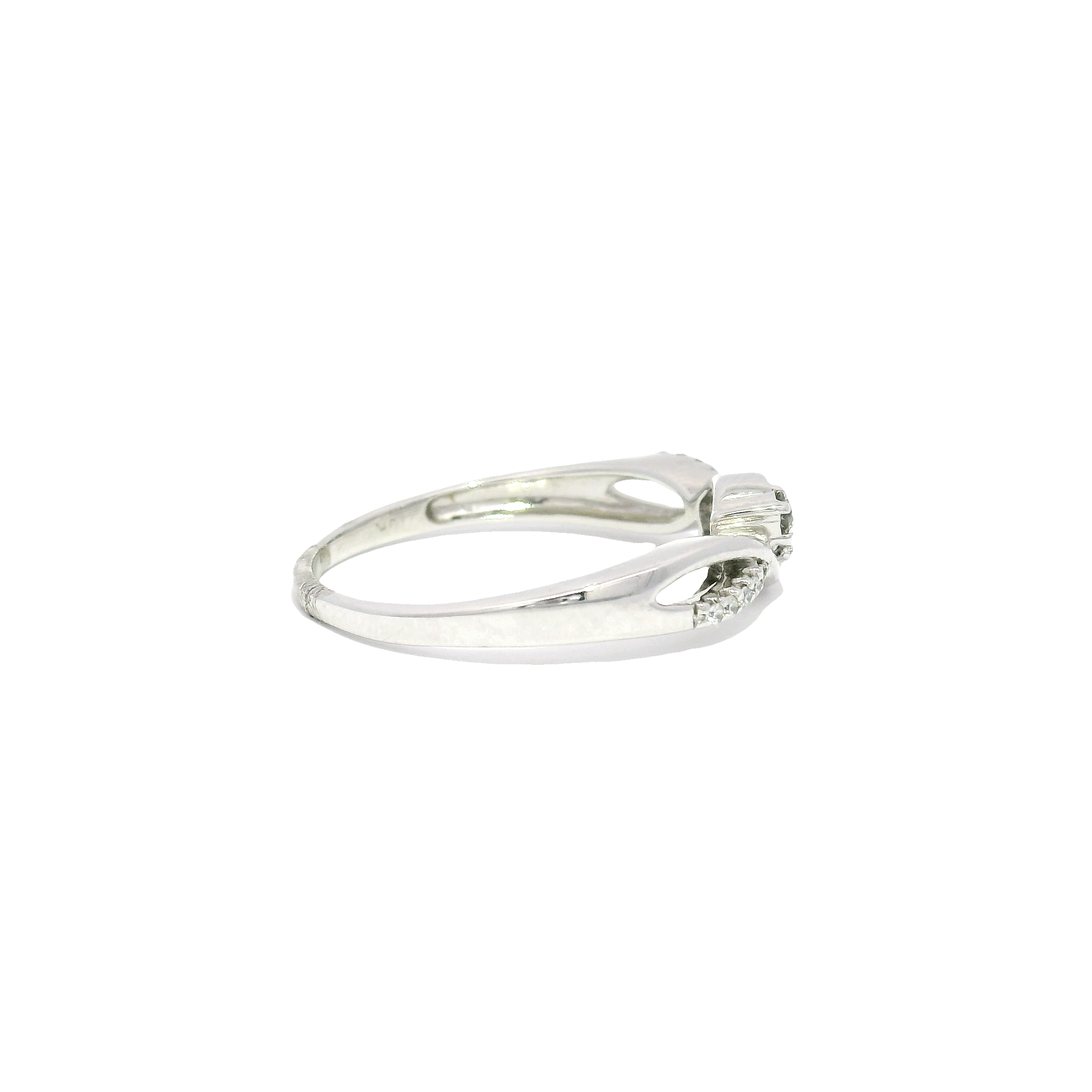 Three Stone Fashion Ring in 14K White Gold