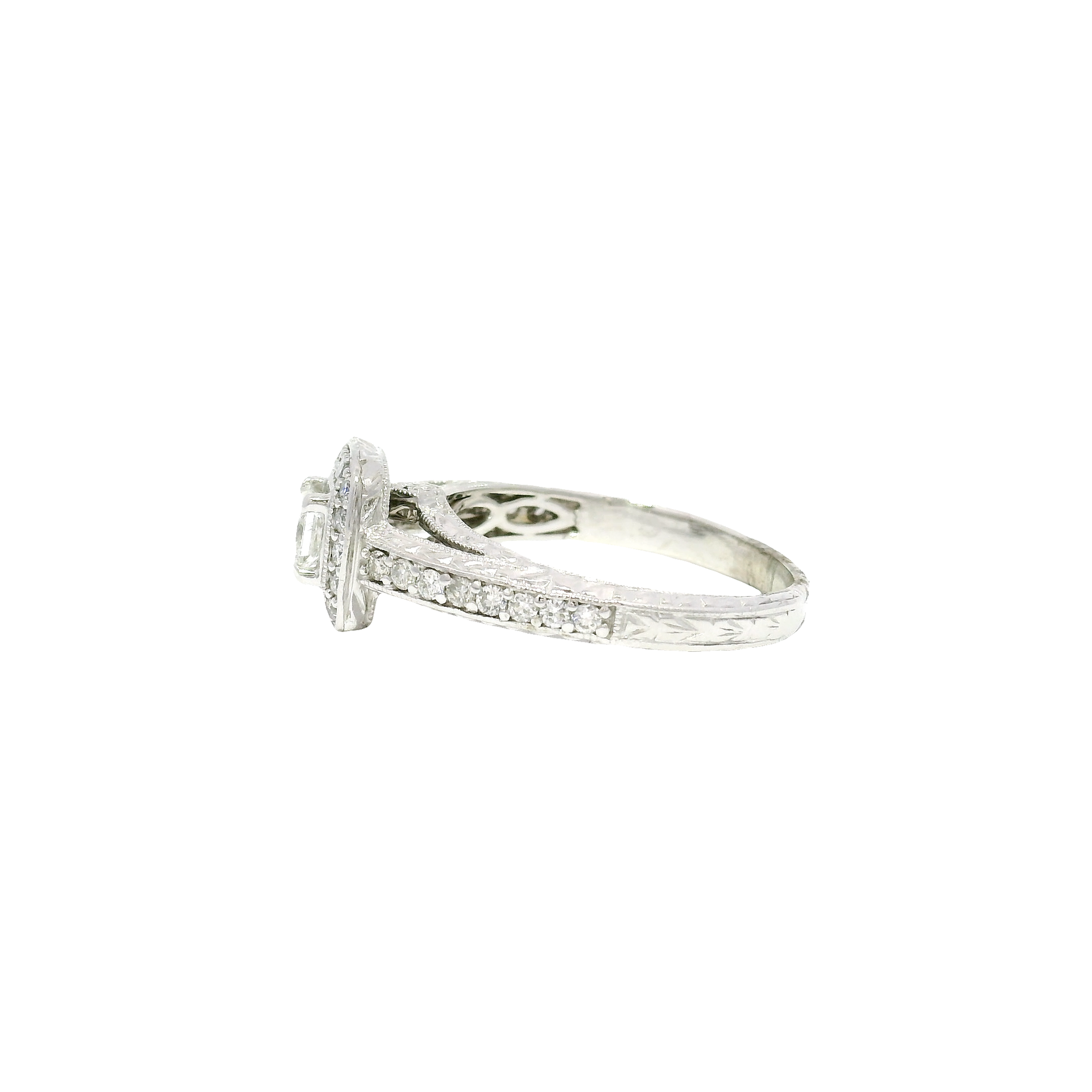 Natural Princess Cut Diamond Ring in 14K White Gold
