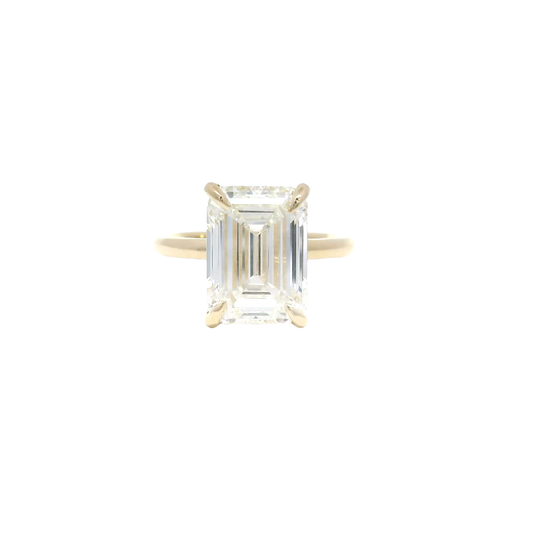 6.1ct. E VS1 Lab Grown Emerald Cut Diamond Engagement Ring in 14K Yellow Gold