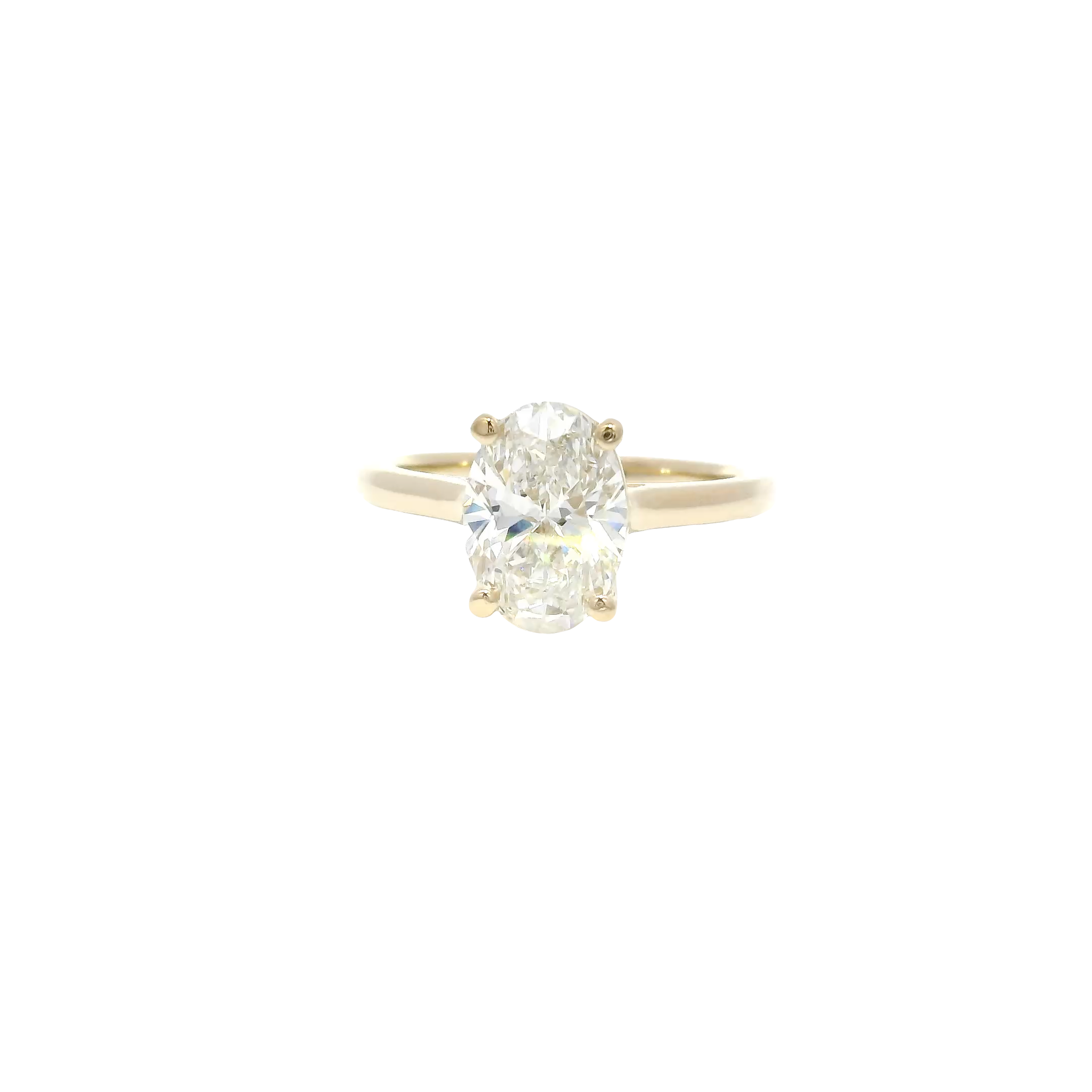 2.07ct. F VS1 Lab Grown Oval in 14K Yellow Gold Cathedral