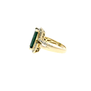 Radiant Cut Green Tourmaline Bypass Style Ring in 14K Yellow Gold Sz 7