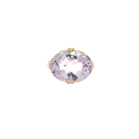 Oval Cut East to West Set Amethyst Ornate Style Estate Ring Set in 18K Rose Gold