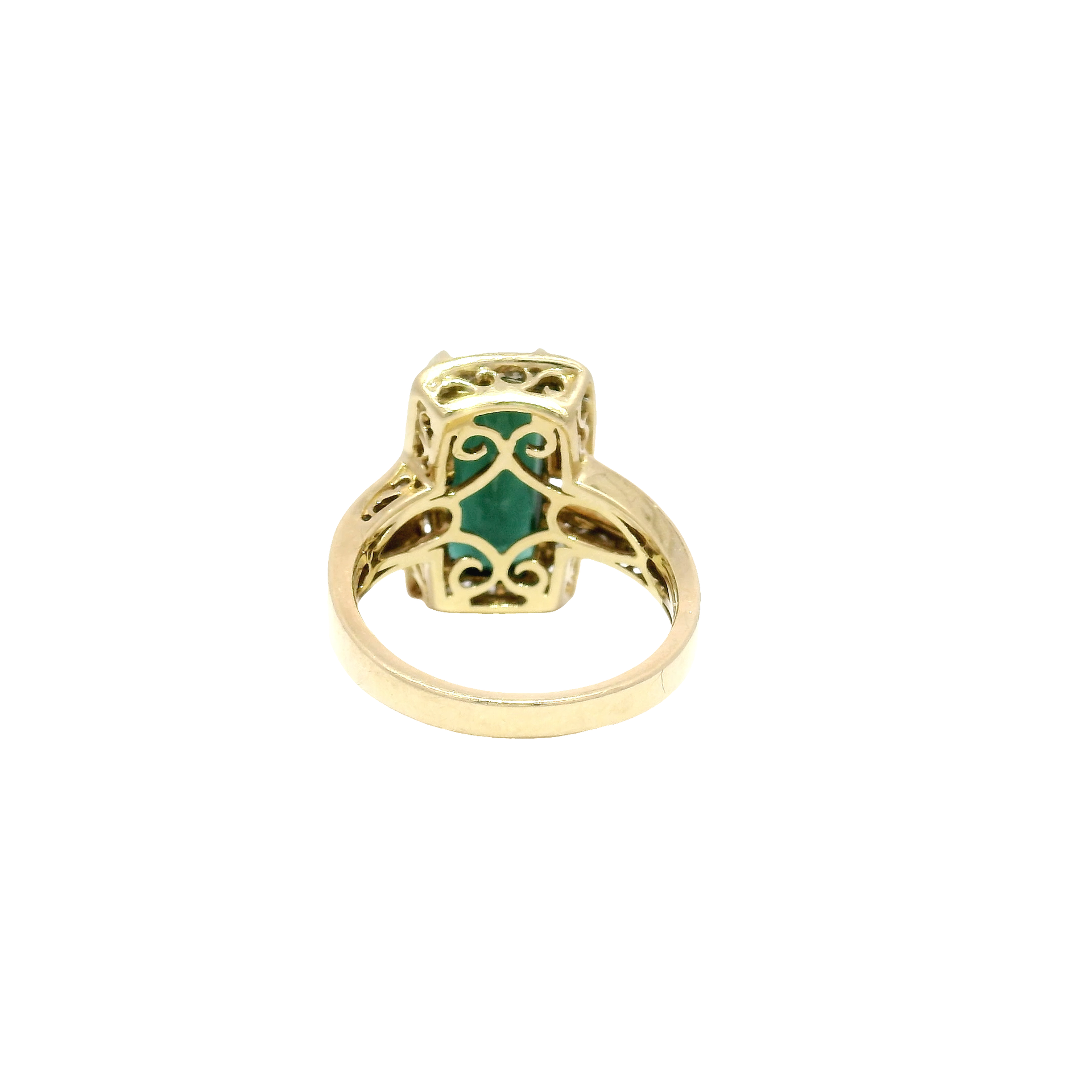 Radiant Cut Green Tourmaline Bypass Style Ring in 14K Yellow Gold