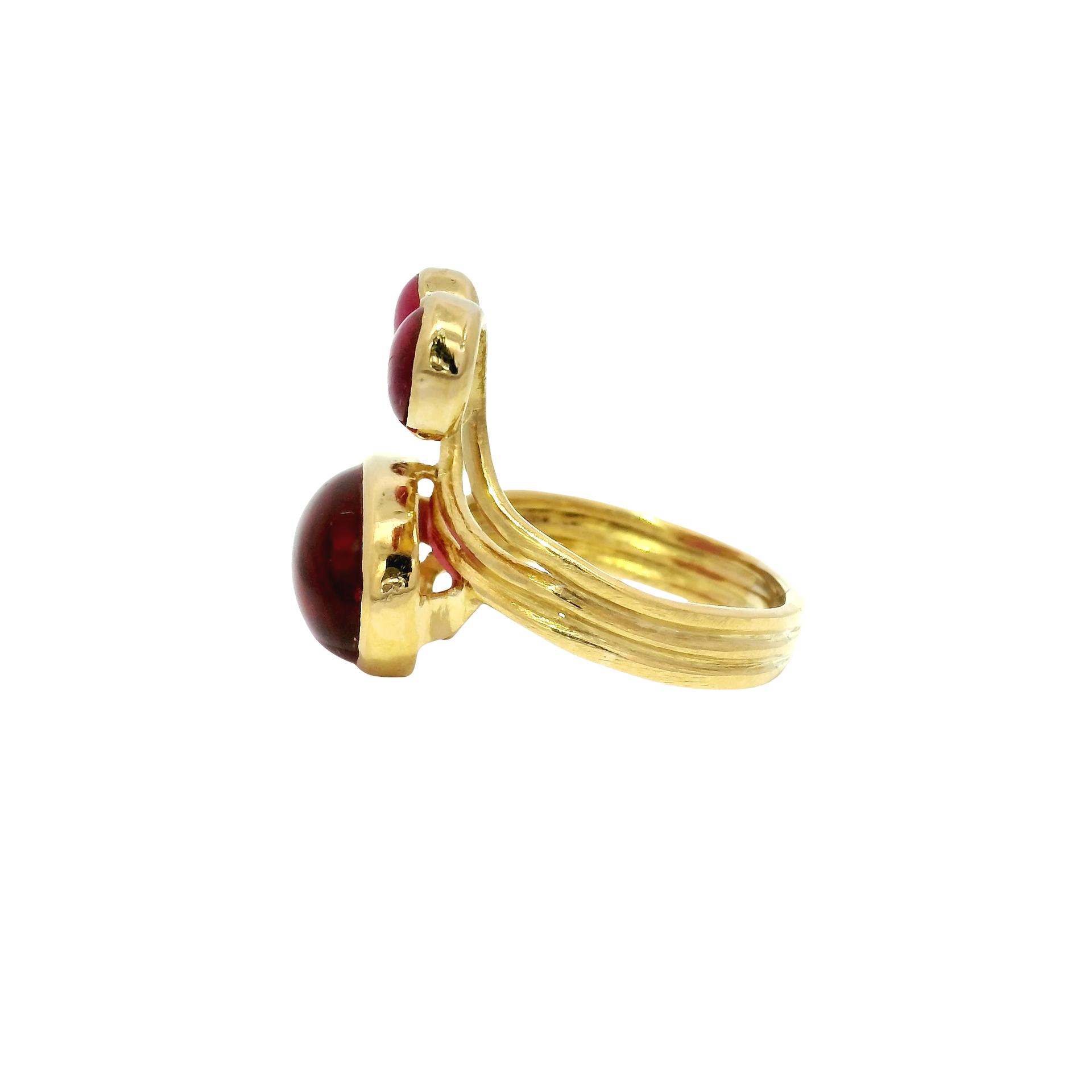 Red Glass Modernist Ring in 18K Yellow Gold