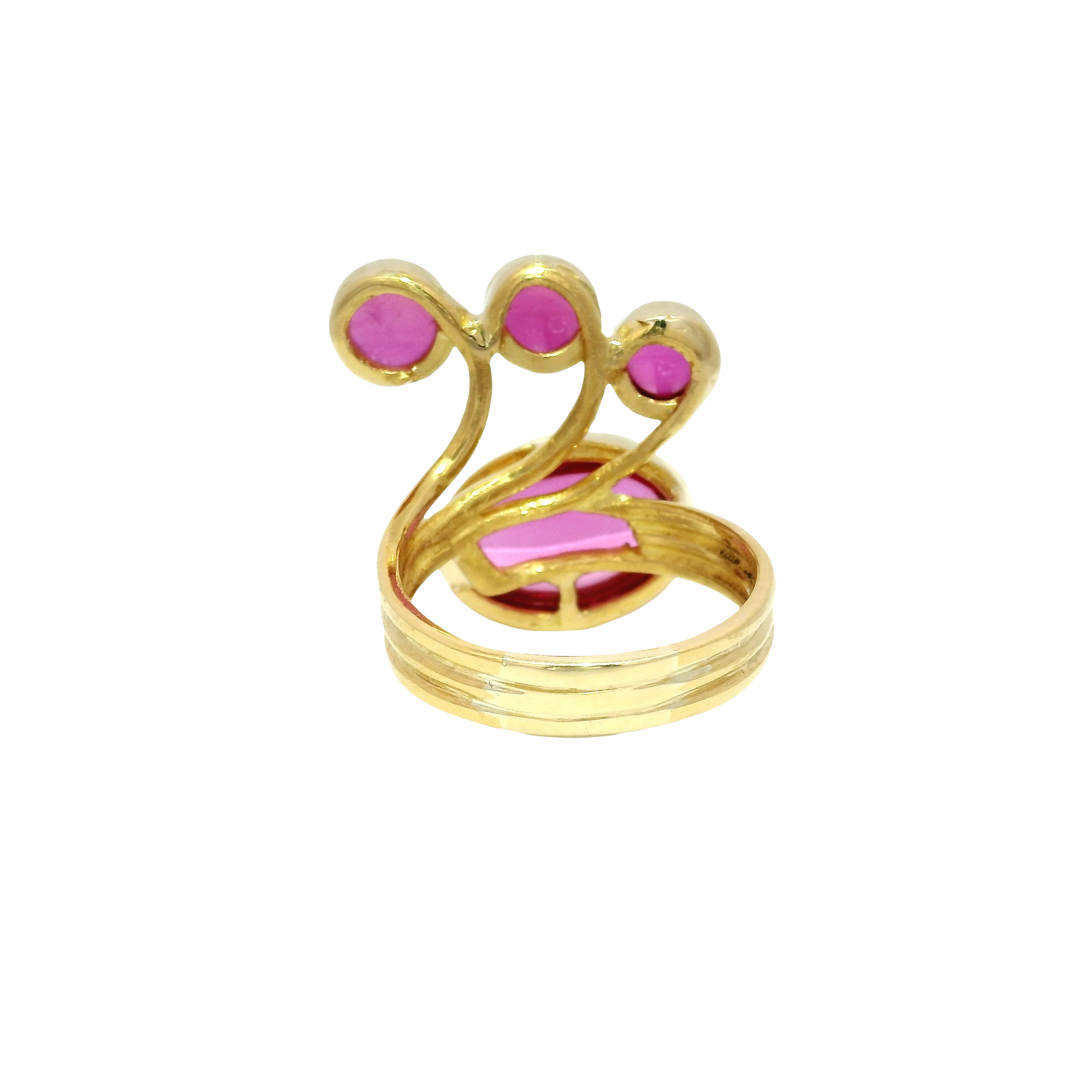 Red Glass Modernist Ring in 18K Yellow Gold