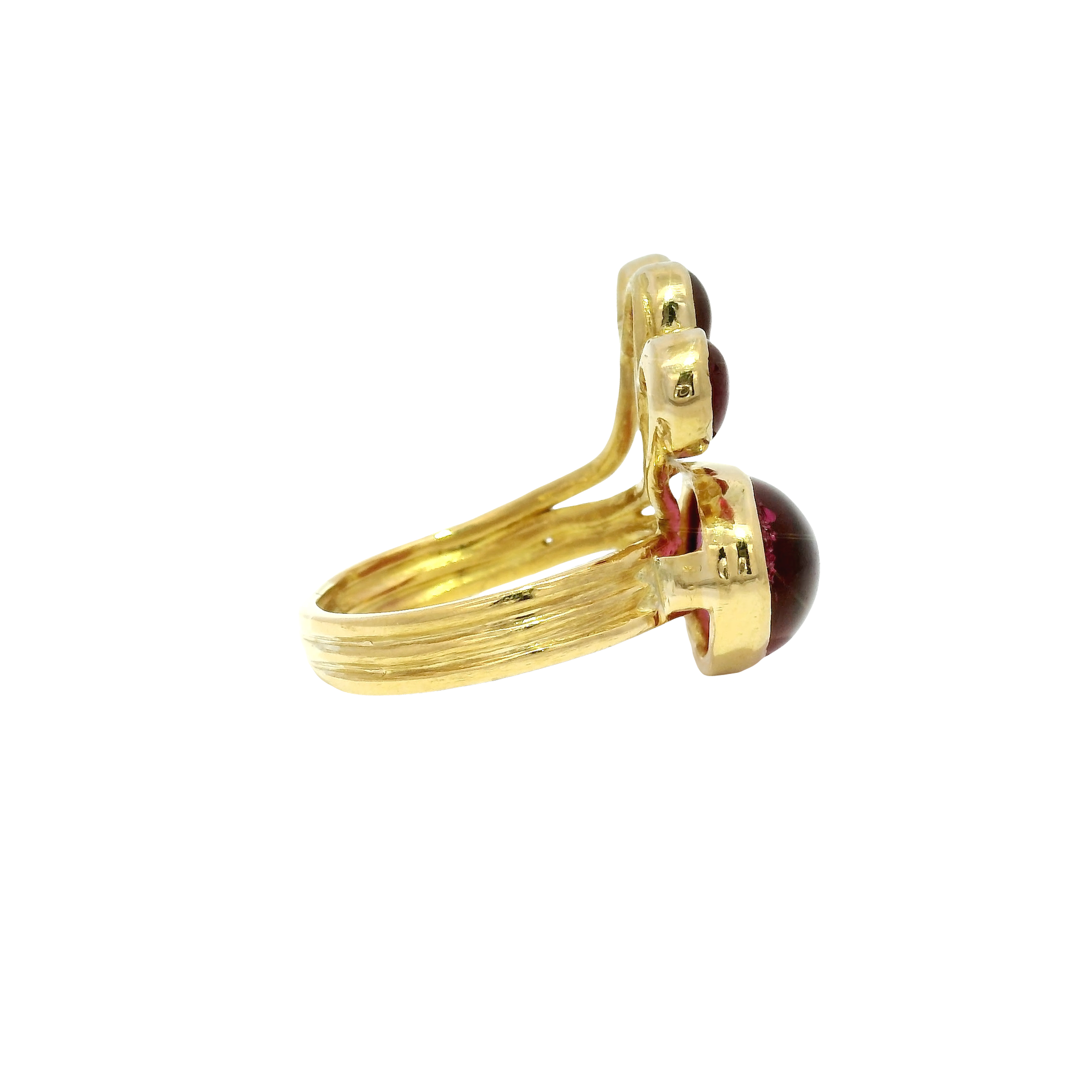 Red Glass Modernist Ring in 18K Yellow Gold