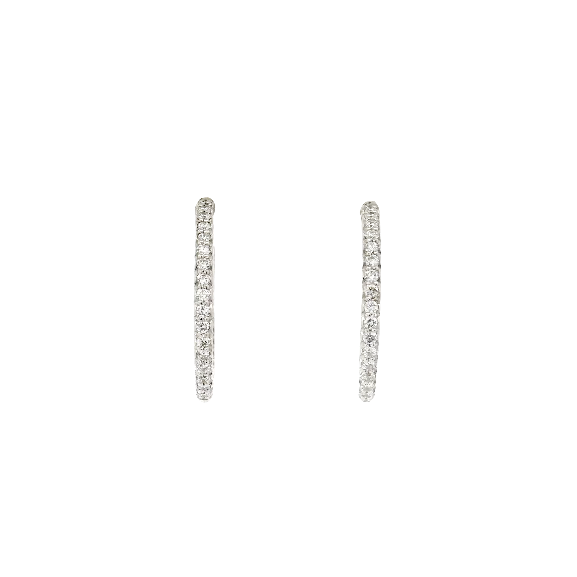 Roberto Coin "The Perfect Diamond Hoop" Size Small Featuring Natural VS+ Diamonds in 18K White Gold