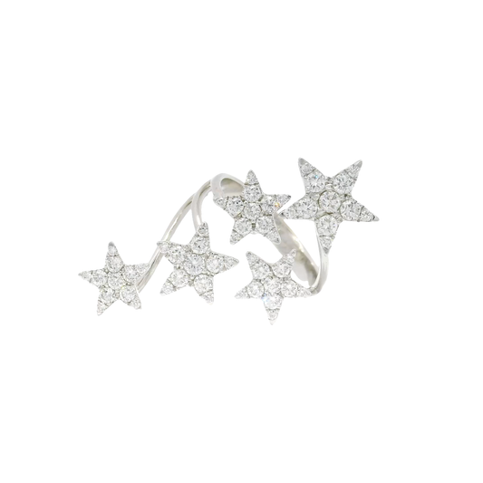 Natural Diamond Multi Star Design Fashion Ring in 18K White Gold