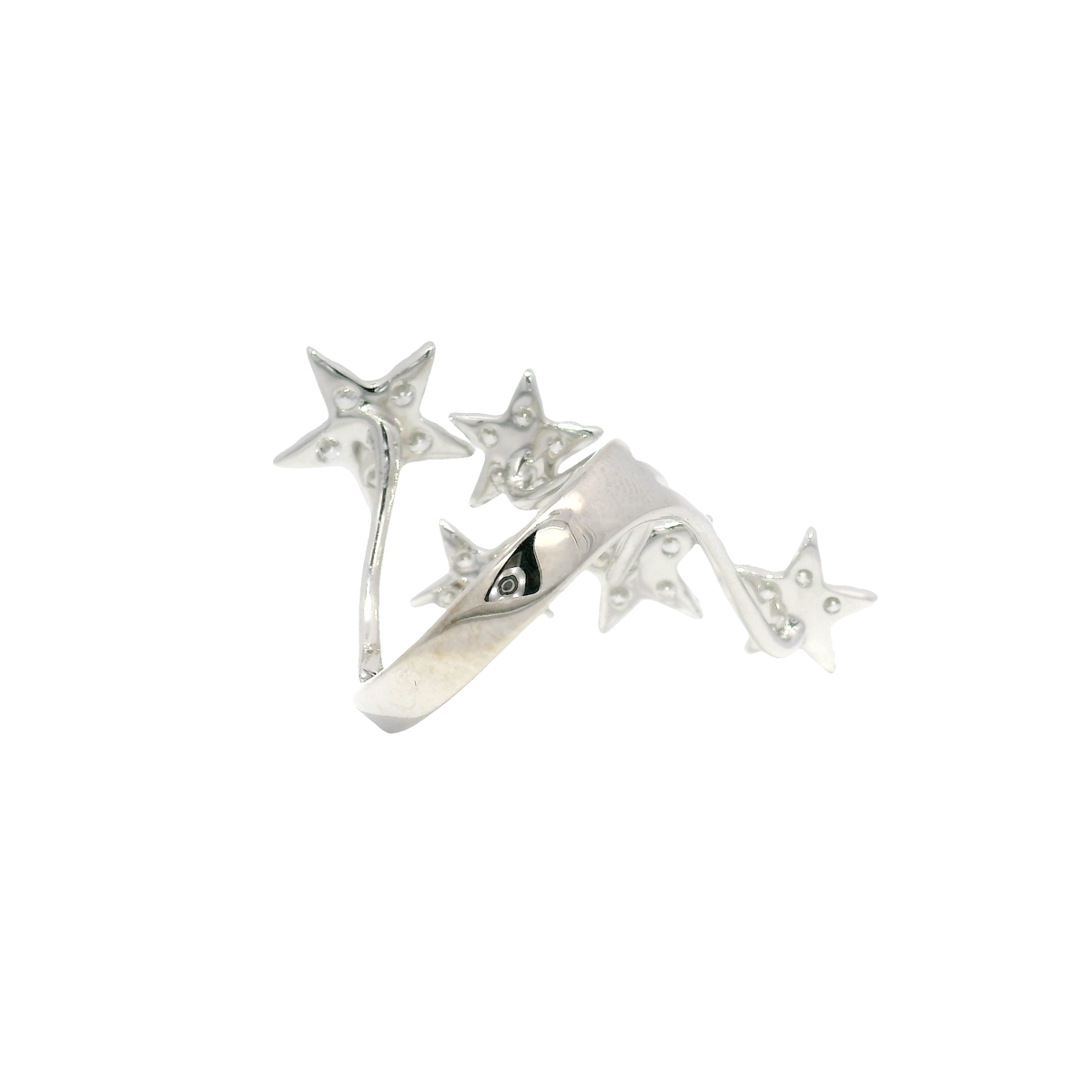Natural Diamond Multi Star Design Fashion Ring in 18K White Gold Sz 8