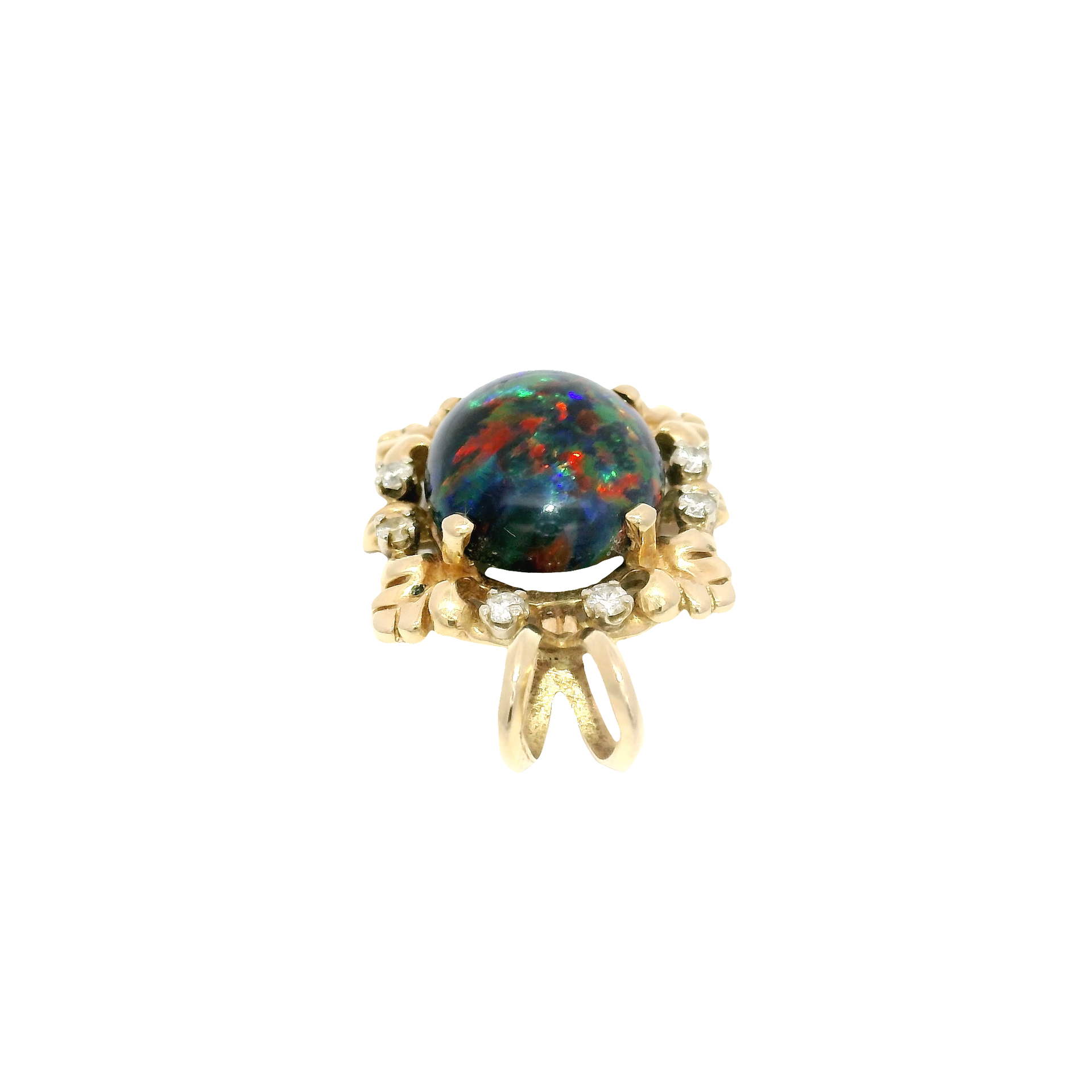 Lab Grown Black Opal Pendant in 14K Yellow Gold