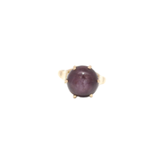 Natural Star Ruby Cabochon in 14K Yellow Gold Sz 7