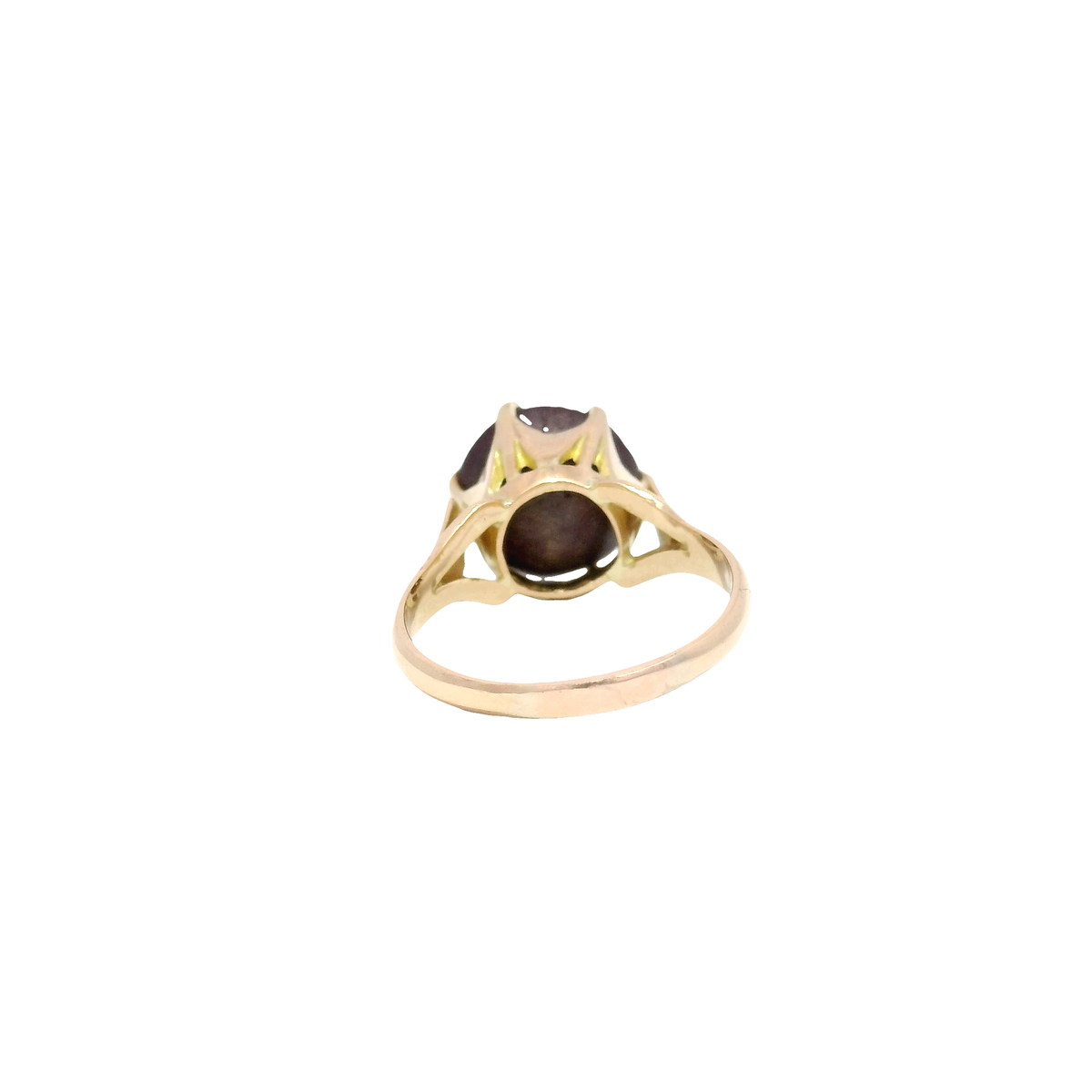 Natural Star Ruby Cabochon in 14K Yellow Gold Sz 7