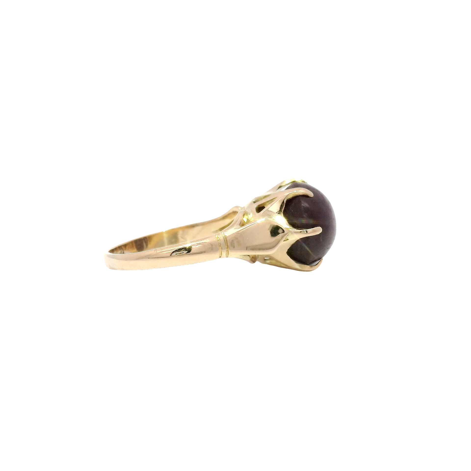 Natural Star Ruby Cabochon in 14K Yellow Gold