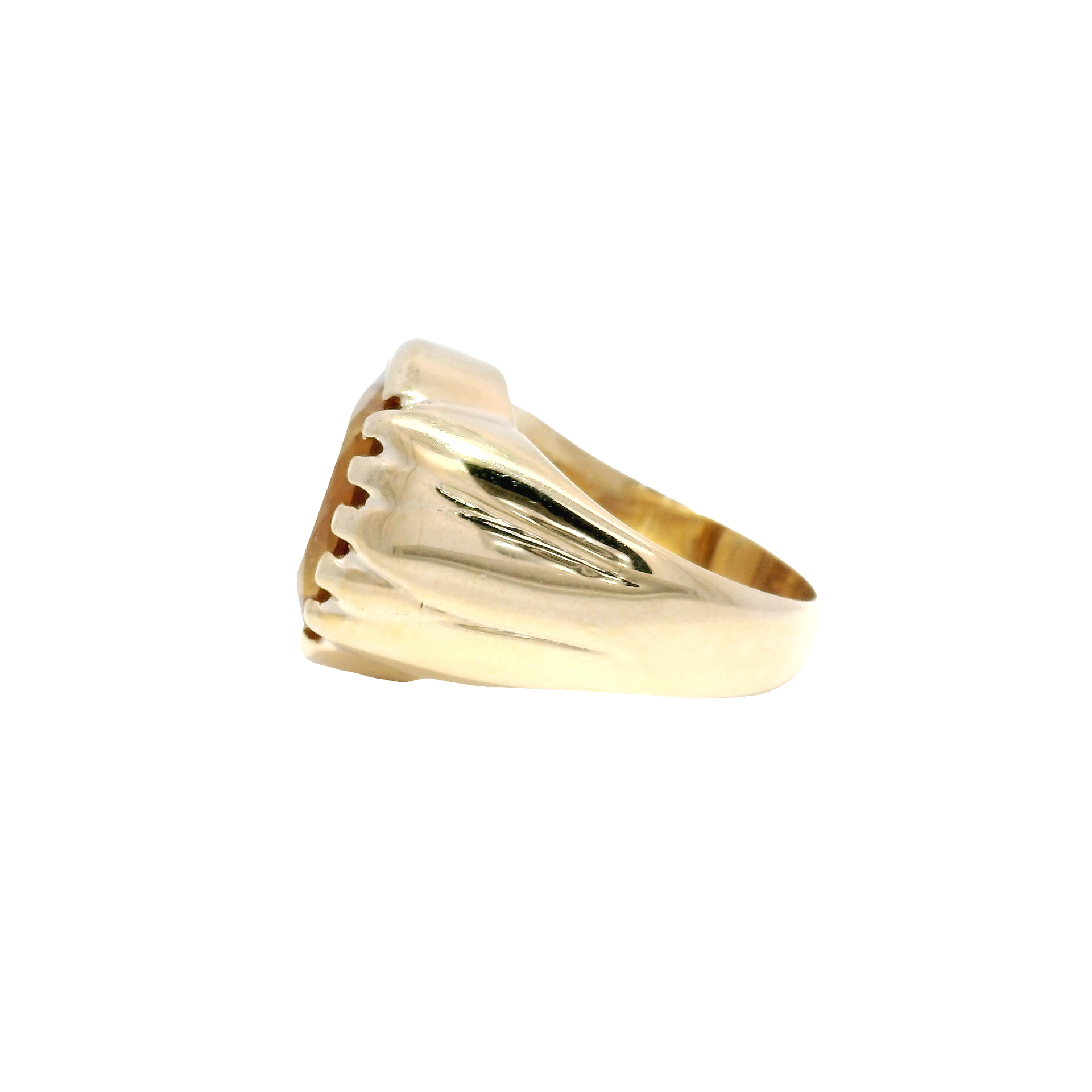 Oval Cut Citrine Statement Ring in 14K Yellow Gold