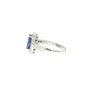 Oval Shaped Tanzanite Halo Style Ring in 18K White Gold Sz 7