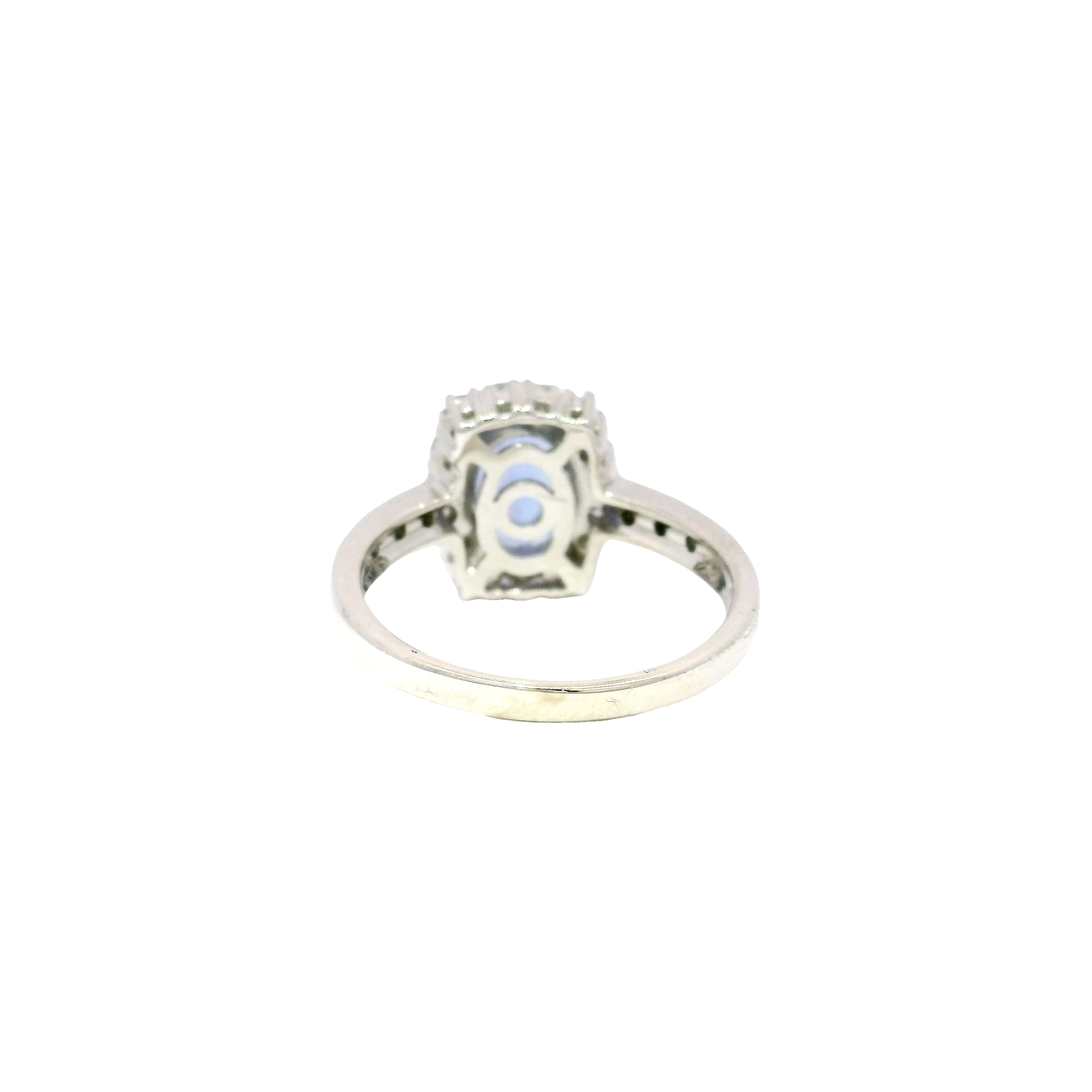 Oval Shaped Tanzanite Halo Style Ring in 18K White Gold