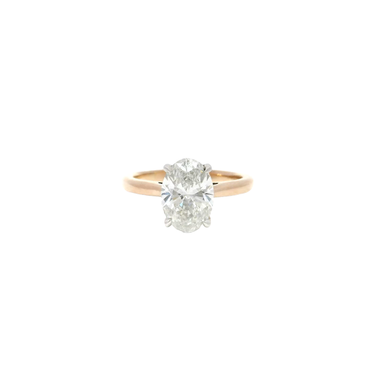 2.16ct. G VS1 Lab Grown Oval Diamond Set in 14K Rose Gold Cathedral Mounting