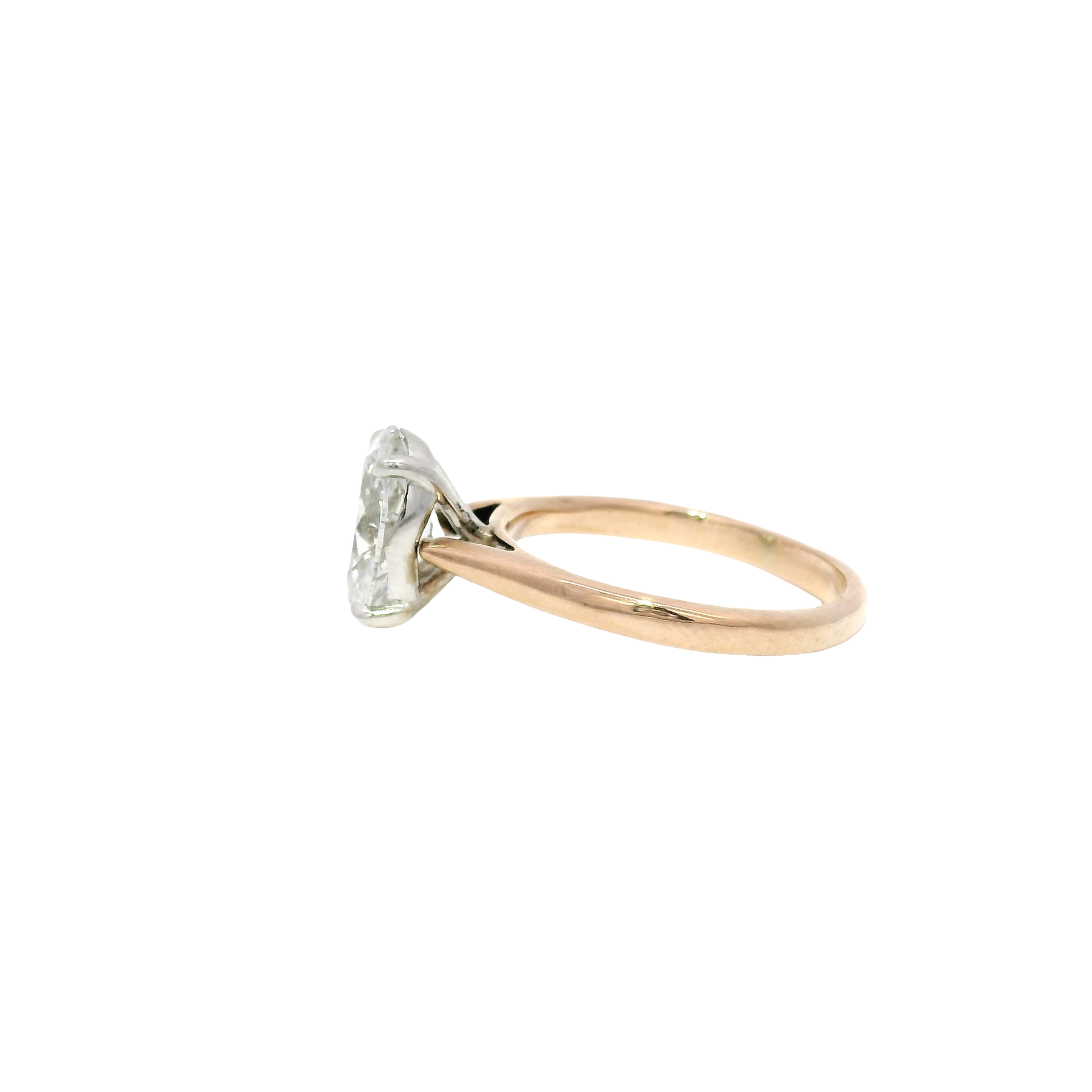 2.16ct. G VS1 Lab Grown Oval Diamond Set in 14K Rose Gold Cathedral Mounting
