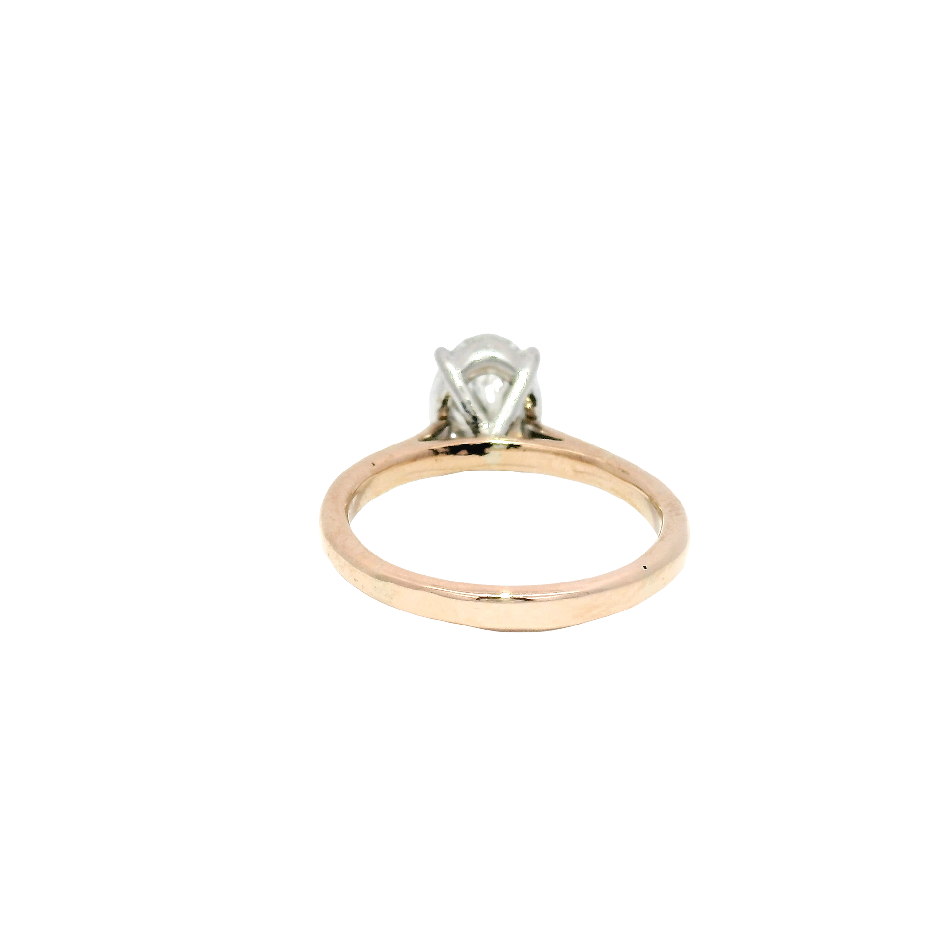 2.16ct. G VS1 Lab Grown Oval Diamond Set in 14K Rose Gold Cathedral Mounting