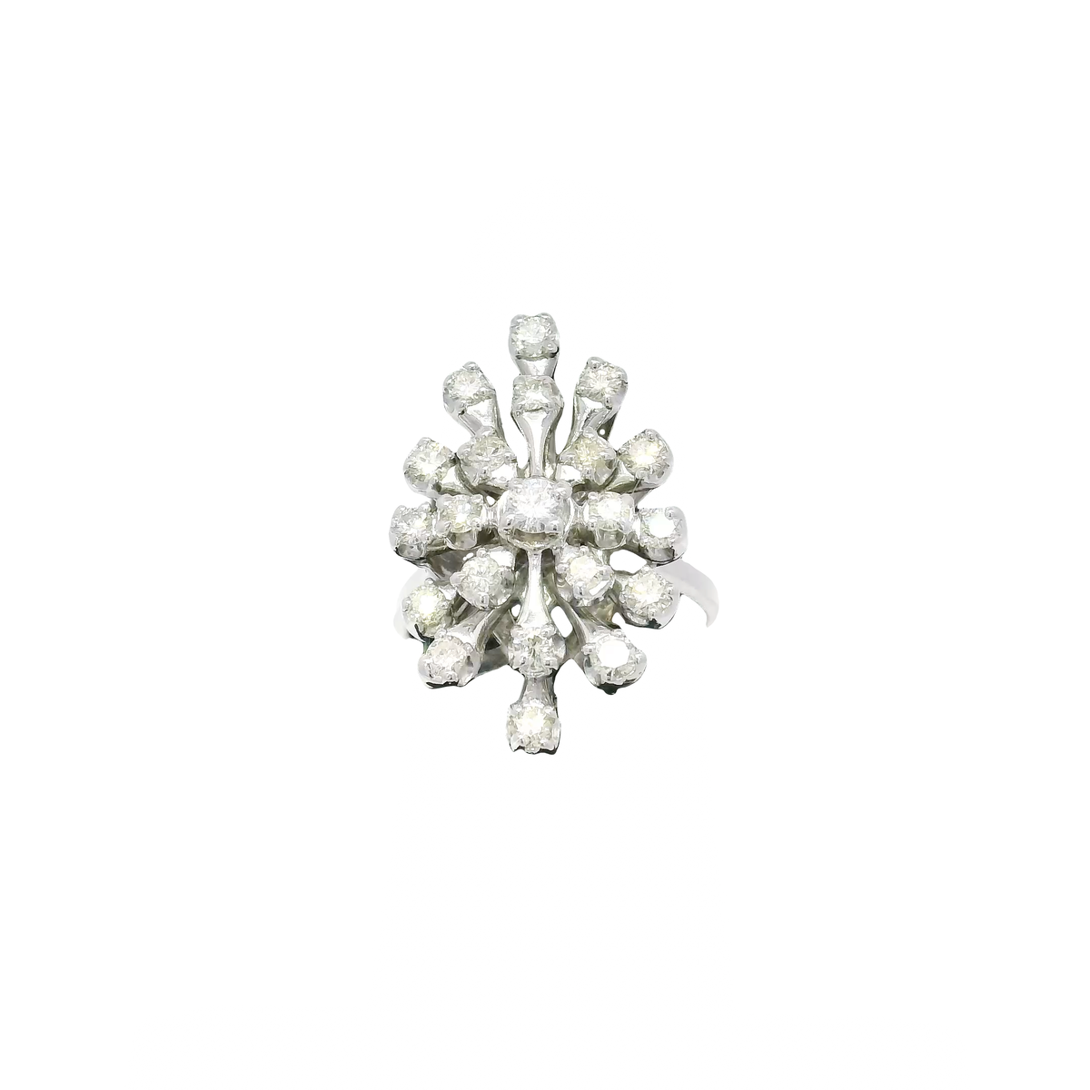 Natural Diamond Cocktail Ring in 14K White Gold Sz 5.5